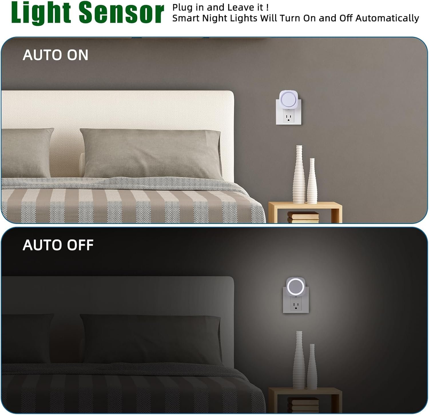 LED Night Lights Plug into Wall, Indirect Soft Dimmable Night Light with Dust to Dawn Sensor, White Nightlight for Bedroom,Bathroom,Kitchen,Stairs,Hallway,Travel, 4 Packs, White - Image 5