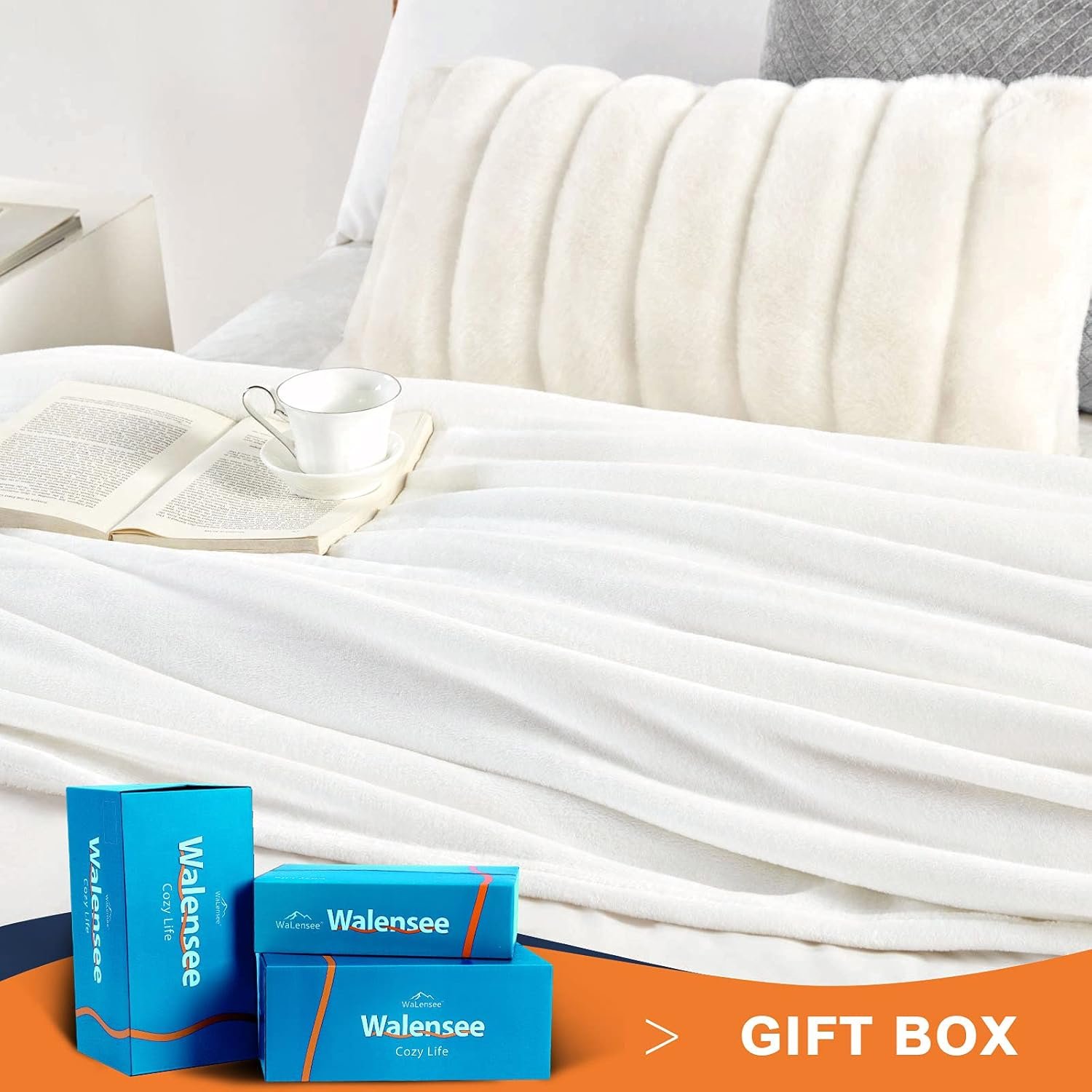 Walensee Fleece Blanket Plush Throw Fuzzy Lightweight (Throw Size 50x60 White) Super Soft Microfiber Flannel Blankets for Couch, Bed, Sofa Ultra Luxurious Warm and Cozy for All Seasons - Image 3