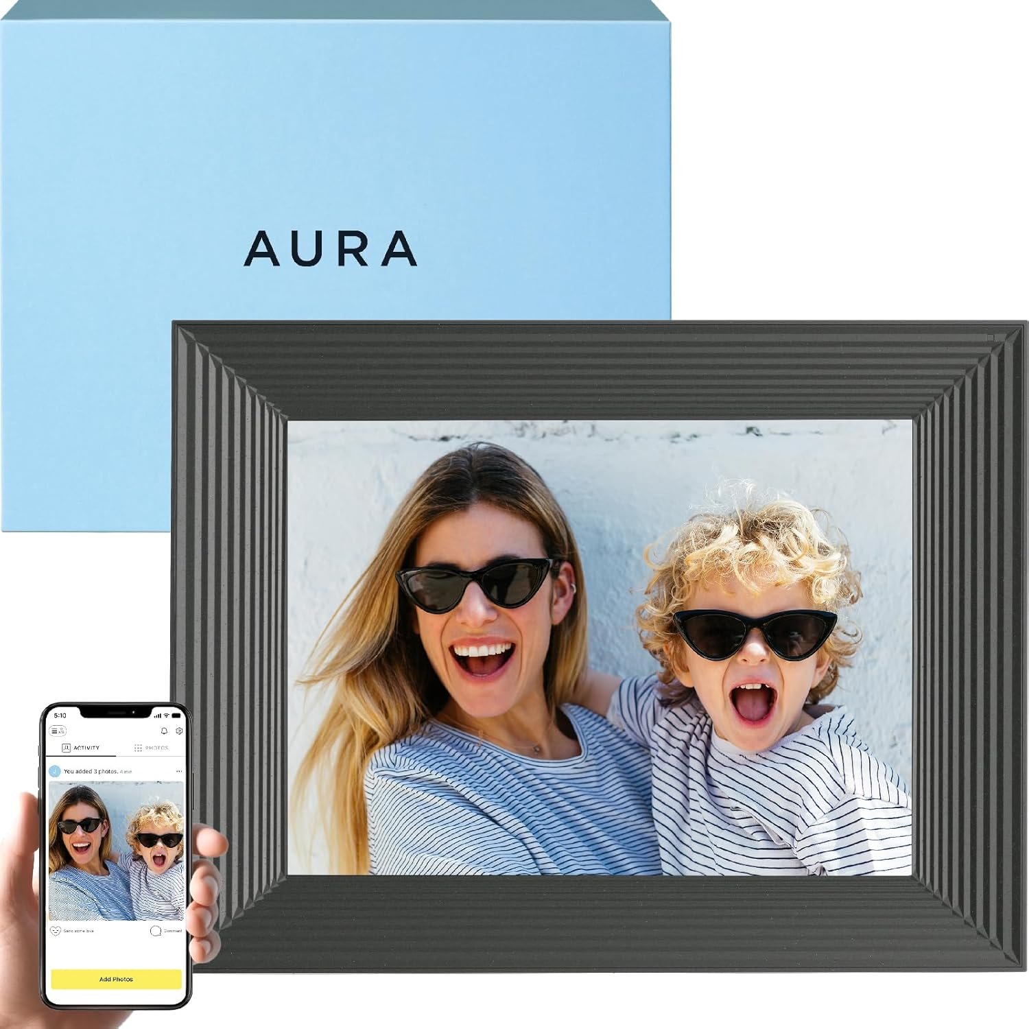 Aura Mason WiFi Digital Picture Frame | Wirecutter's Best Digital Frame for Gifting | Send Photos from Your Phone | Quick, Easy Setup in Aura App | Free Unlimited Storage | Black - Image 2
