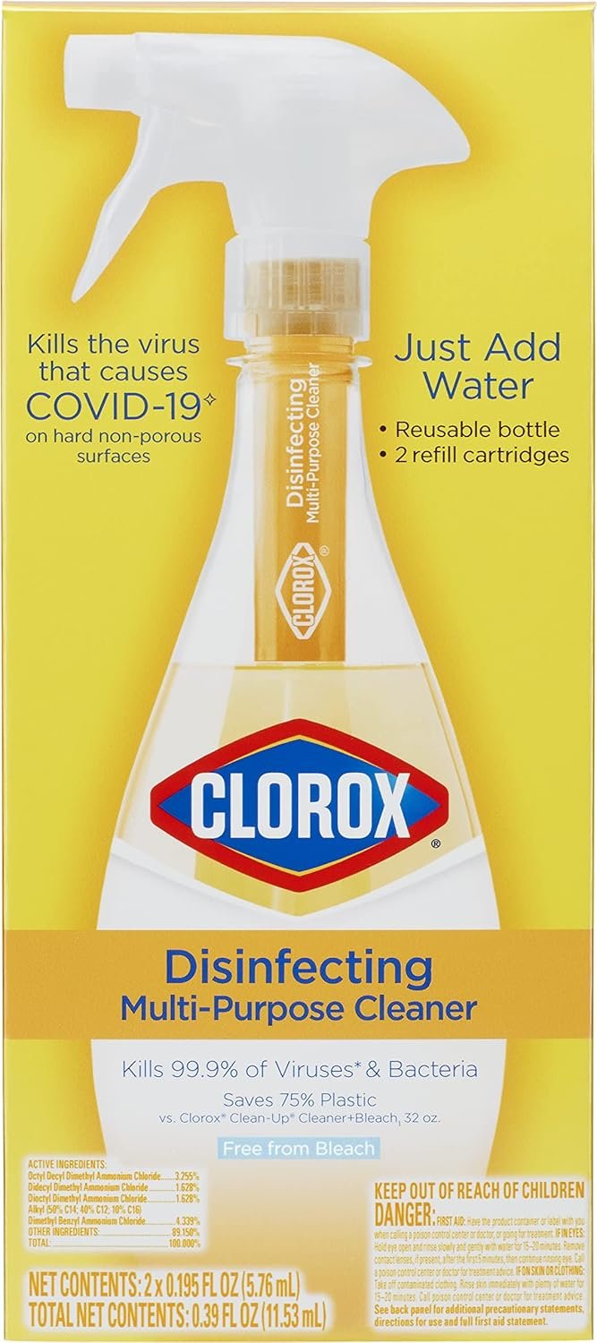Clorox Disinfecting Multi-Purpose Cleaner Starter Kit with One Reusable Spray Bottle with 2 Refill Cartridges (Pack of 2) - Image 12