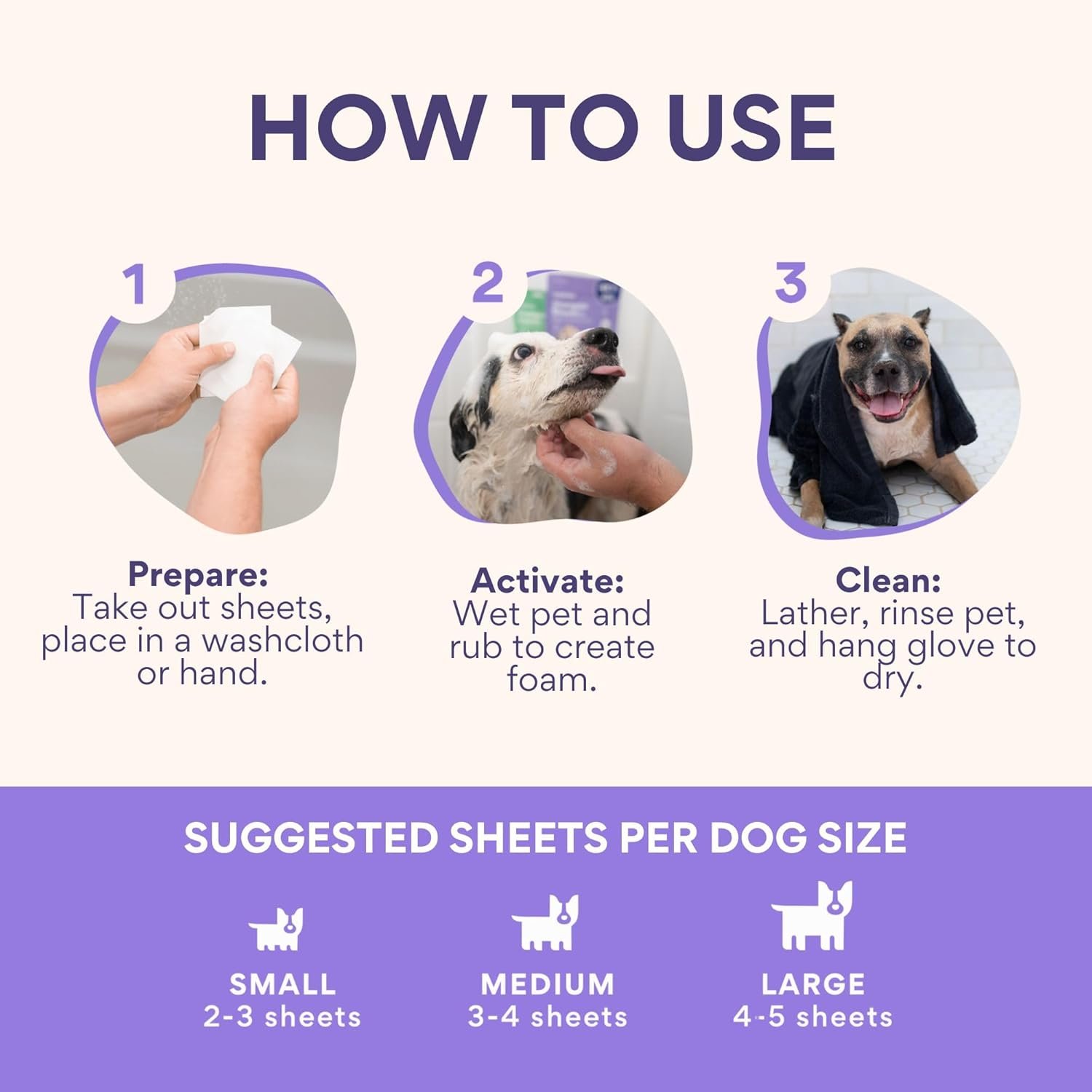 Dog Shampoo Sheets and BuddyGlove, 2X Washes Than Liquid, Water Activated Puppy Shampoo & Dog Bath Supplies (Washies Dog Shampoo Sheets (Lavender 30ct)) - Image 9