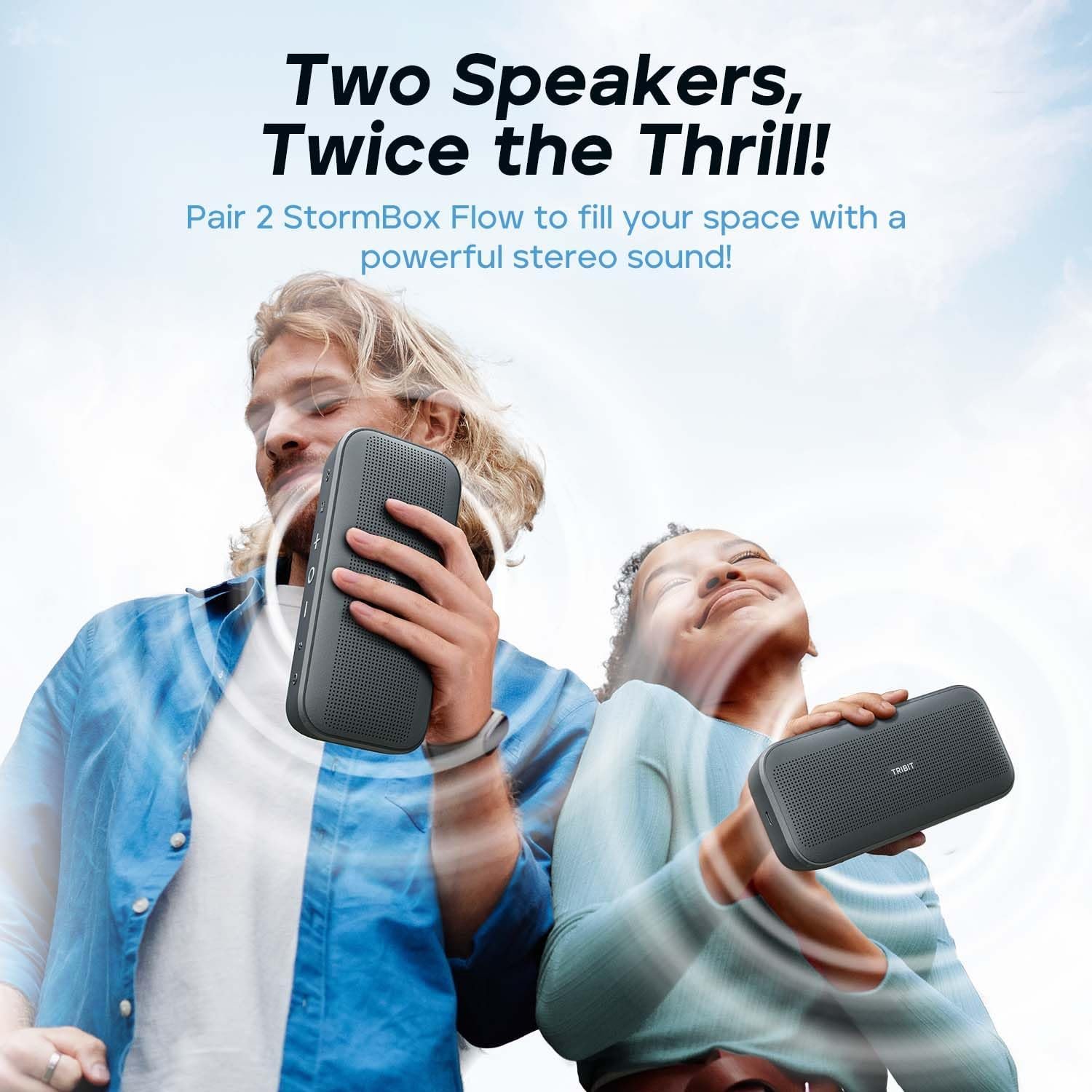 Tribit StormBox Flow Bluetooth Speaker, Portable Speaker with XBass, 30H Playtime Wireless Speaker, IP67 Waterproof, Bluetooth 5.3, TWS, Custom EQ, Type-C Speaker for Outdoor Travel Beach - Image 5