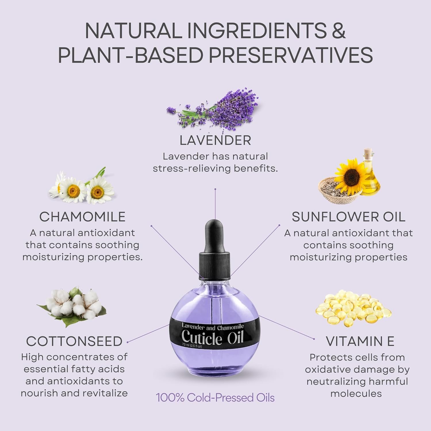 C CARE Cuticle Oil For Nails - Levender and chamomile Nail Oil - Moisturizes and Strengthens Nails and Cuticles - Dropper & Brush included - Large 2.5 oz bottle - Image 4