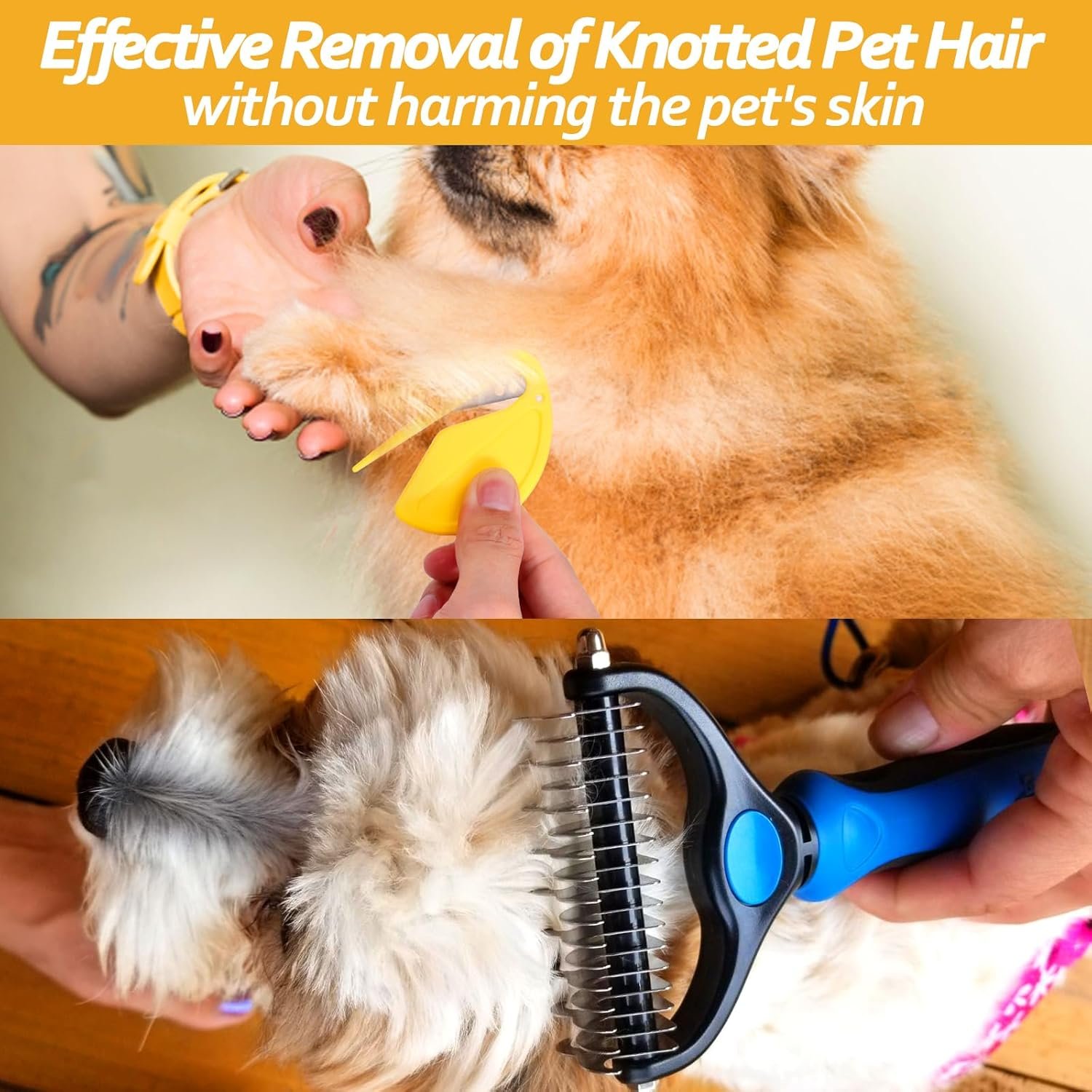 XANGNIER Pet Grooming Brush and Knotting Comb Tools,2024 Multifunctional Pet Shedding Comb for Removing Tangled and Loose Hair,Dematting Deshedding Undercoat Rake for Dogs/Cats Grooming Supplies,6 Pcs - Image 4