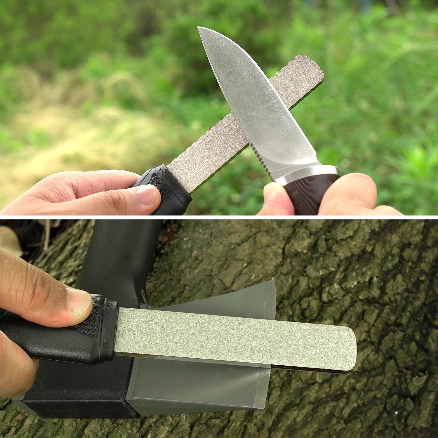 SHARPAL 121N Dual-Grit Diamond Sharpening Stone File Garden Tool Sharpener Coarse 325 / Extra Fine 1200 Grit for Sharpening Knife, Axe, Hatchet, Lawn Mower Blade, Loppers, Chisels, Spade, Drills - Image 7