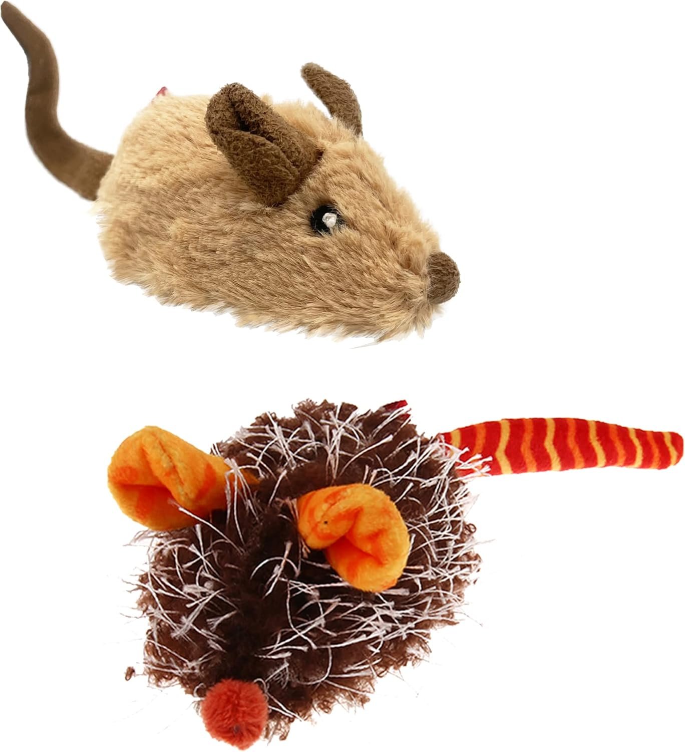 Gigwi Interactive Cat Toys for Indoor Cats, Cat Mouse Toys 2 Pcs with Electronic Realistic Squeaky Sound, Automatic Moving Kitten Toys Electric Mice Toy Self Play Exercise(Brown & Orange Ears) - Image 2