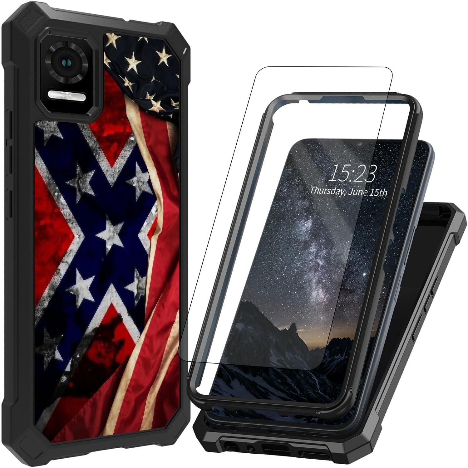 for ATT Vista Phone Case with Tempered Glass Screen Protector Dual Layer Structure Protection Shockproof Corner TPU Bumper Cover for AT&T Vista 2023 Phone Case,Retro Cool America Flag - Image 2