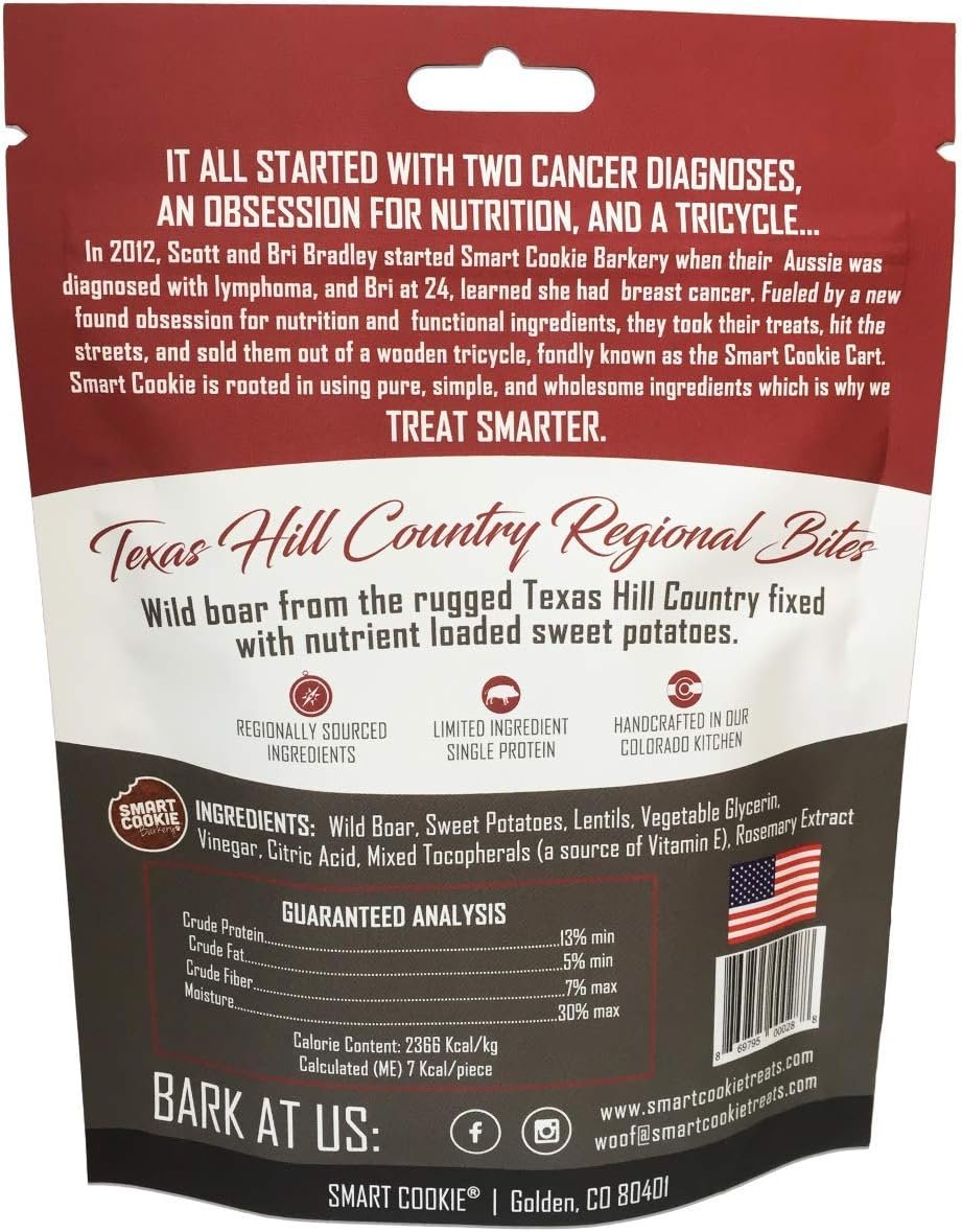 Smart Cookie All Natural Dog Treats - Wild Boar & Sweet Potato - Training Treats for Dogs with Allergies, Sensitive Stomachs - Soft Dog Treats, Chewy, Grain Free, Human-Grade, Made in USA - 5oz Bag - Image 3