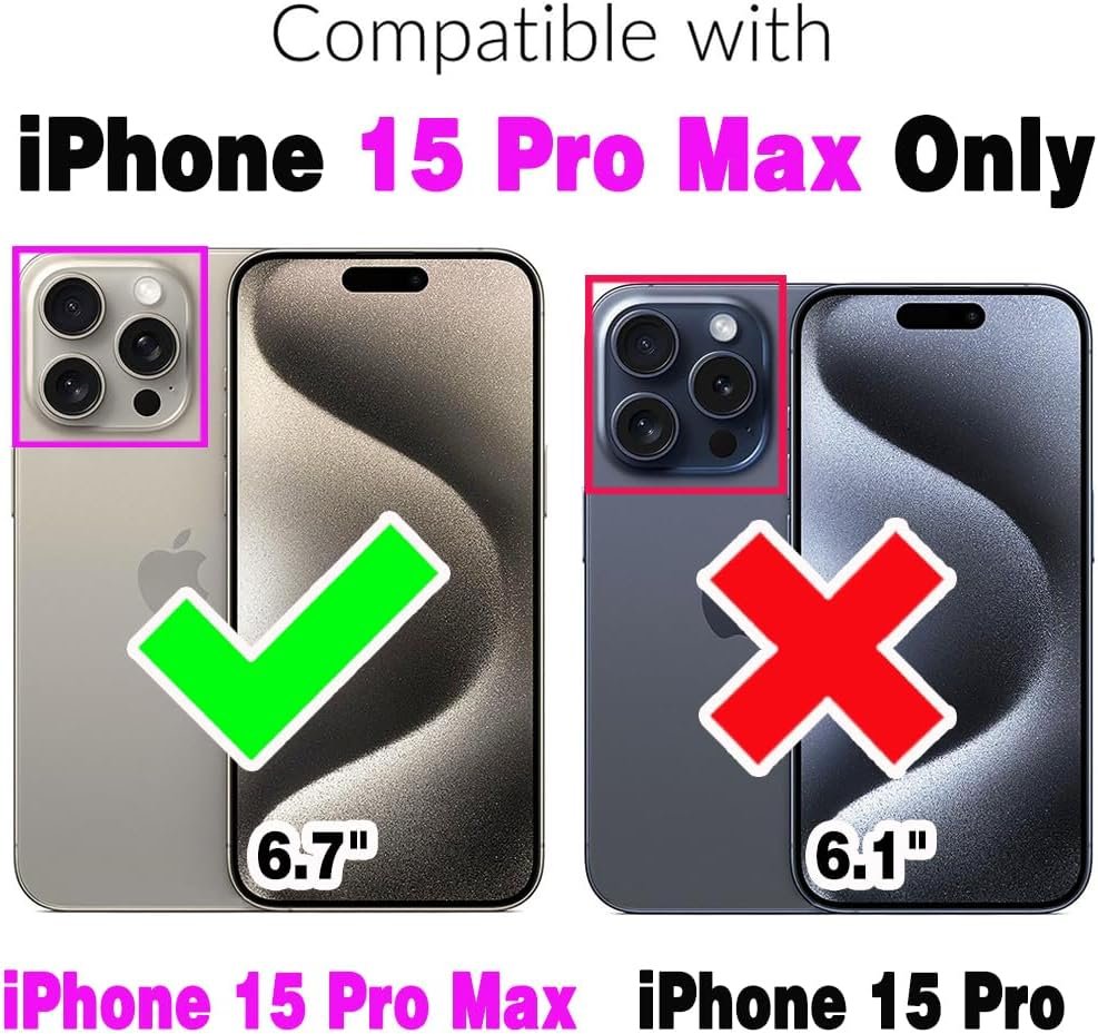 Phone Case for iPhone 15 Pro Max 6.7 inch Wallet Cover RFID Blocking Credit Card Holder with Crossbody Strap Lanyard Stand Leather Cell iPhone15promax 5G i Phone15Max Plus iPhone15 ProMax Girls Black - Image 3