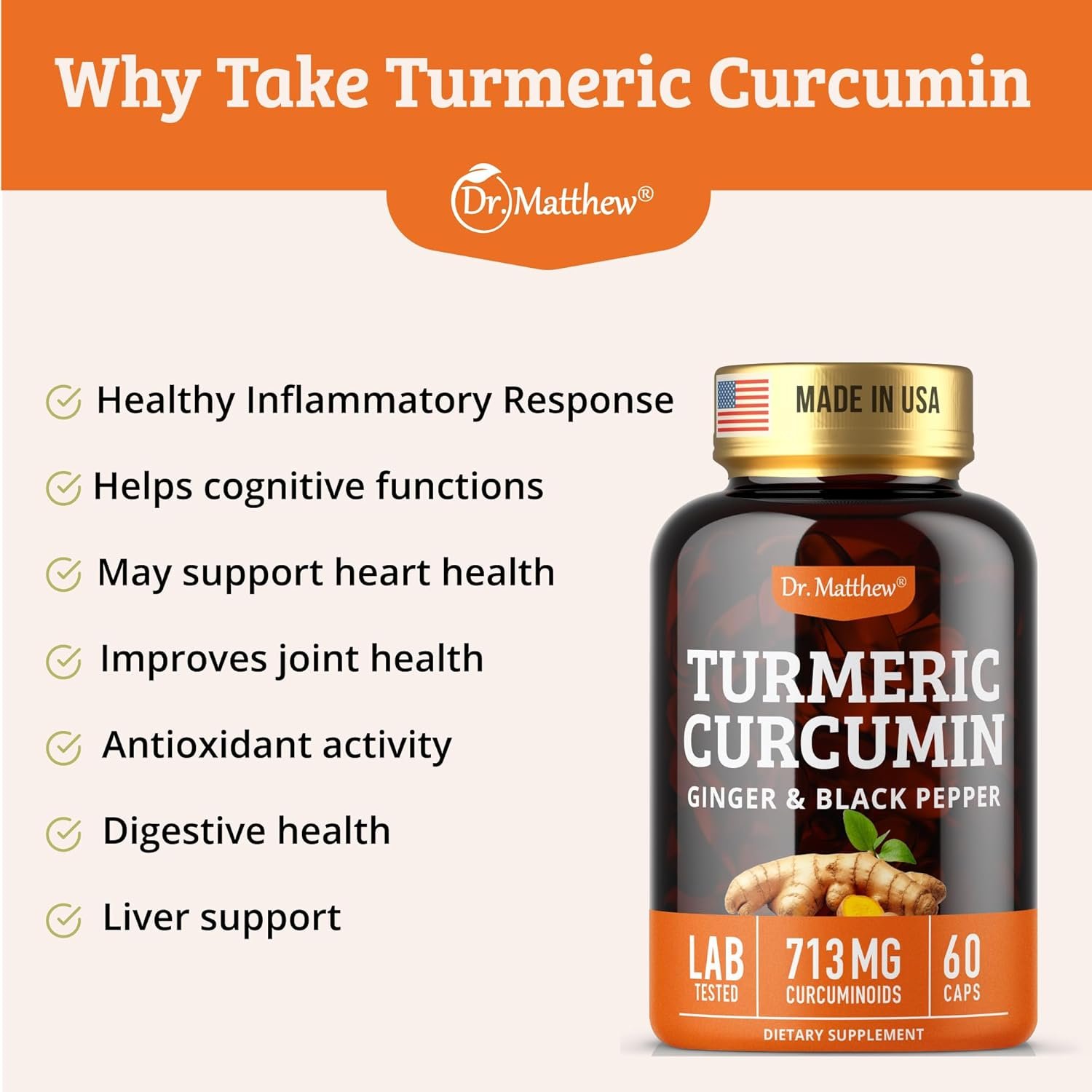 Turmeric Curcumin with Black Pepper. Turmeric and Ginger Supplement. 15X High Potency & Absorption Turmeric Capsules. Turmeric Curcumin Supplements 1000mg. Curcuma Capsules. Joint Support, 60 Pills. - Image 4