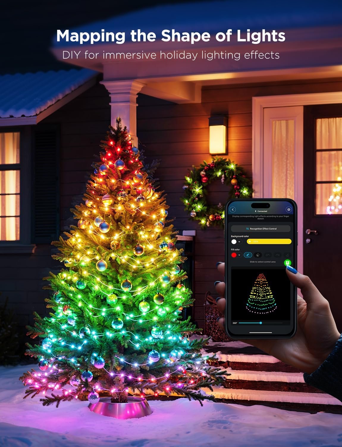 Govee Christmas Lights 2, RGBWIC 99FT 300LEDs Christmas Tree Lights with Shape Mapping Function, Smart Holiday String Lights for Christmas Decor, 130+ Preset Scenes, Voice and APP Control, Clear Wire - Image 6