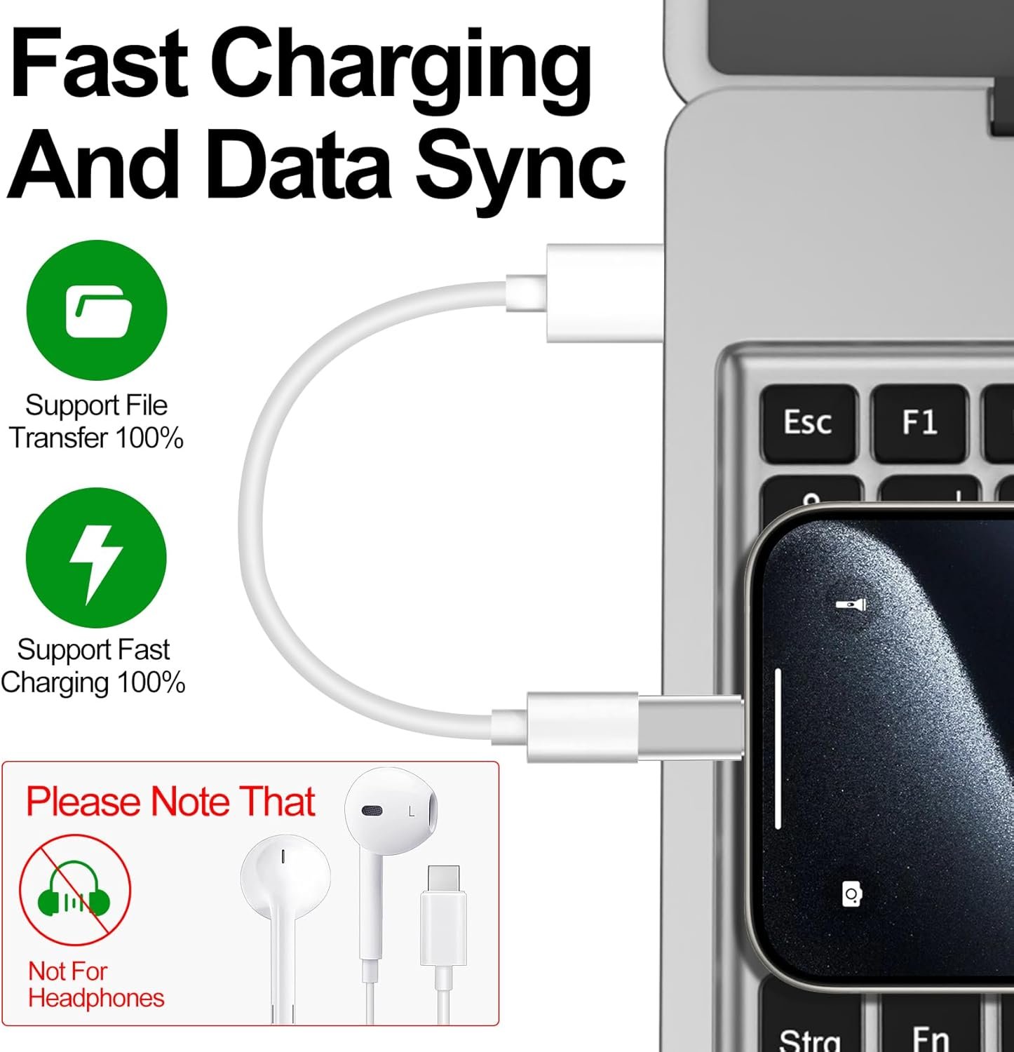 𝟒𝐏𝐚𝐜𝐤 𝐔𝐩𝐠𝐫𝐚𝐝𝐞𝐝 Lightning to USB C Adapter for iPhone 16/15 Pro Max/Plus,Samsung S24,iPad,Nintendo Switch,Support Charging,Not for Audio,Type C Charger Connector,for iPhone 16/15 Charger - Image 7