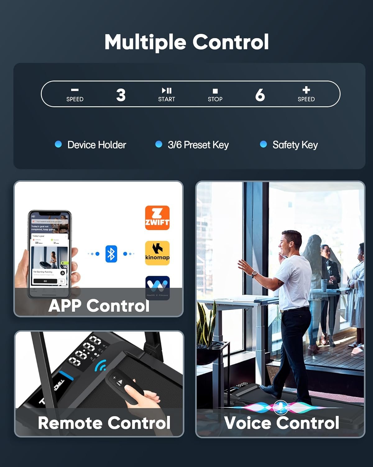 COZYINN Walking Pad Under Desk Treadmill: 2 in 1 Folding Incline Treadmill for Home Office with Console Remote APP Control - 2.5HP Quiet Portable Foldable Walking Pad with 320lbs Capacity LED Screen - Image 5