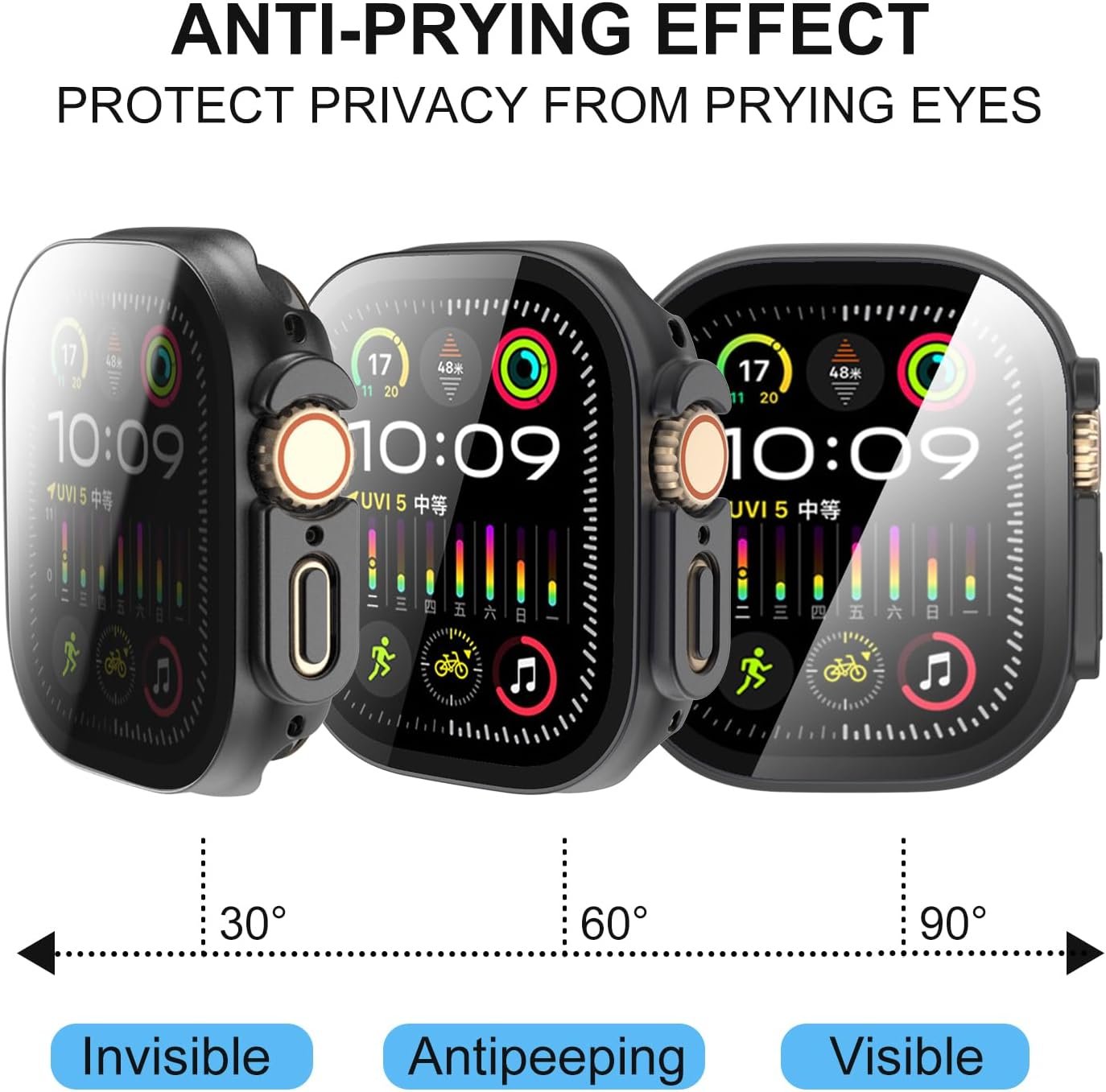 Pocoukate [9 Pack Case Compatible with 49mm Apple Watch Ultra & Ultra 2 with Tempered Glass Screen Protector Full Scratch-Resistant Protective Cover Bumper for Apple Watch 49 mm - Image 3