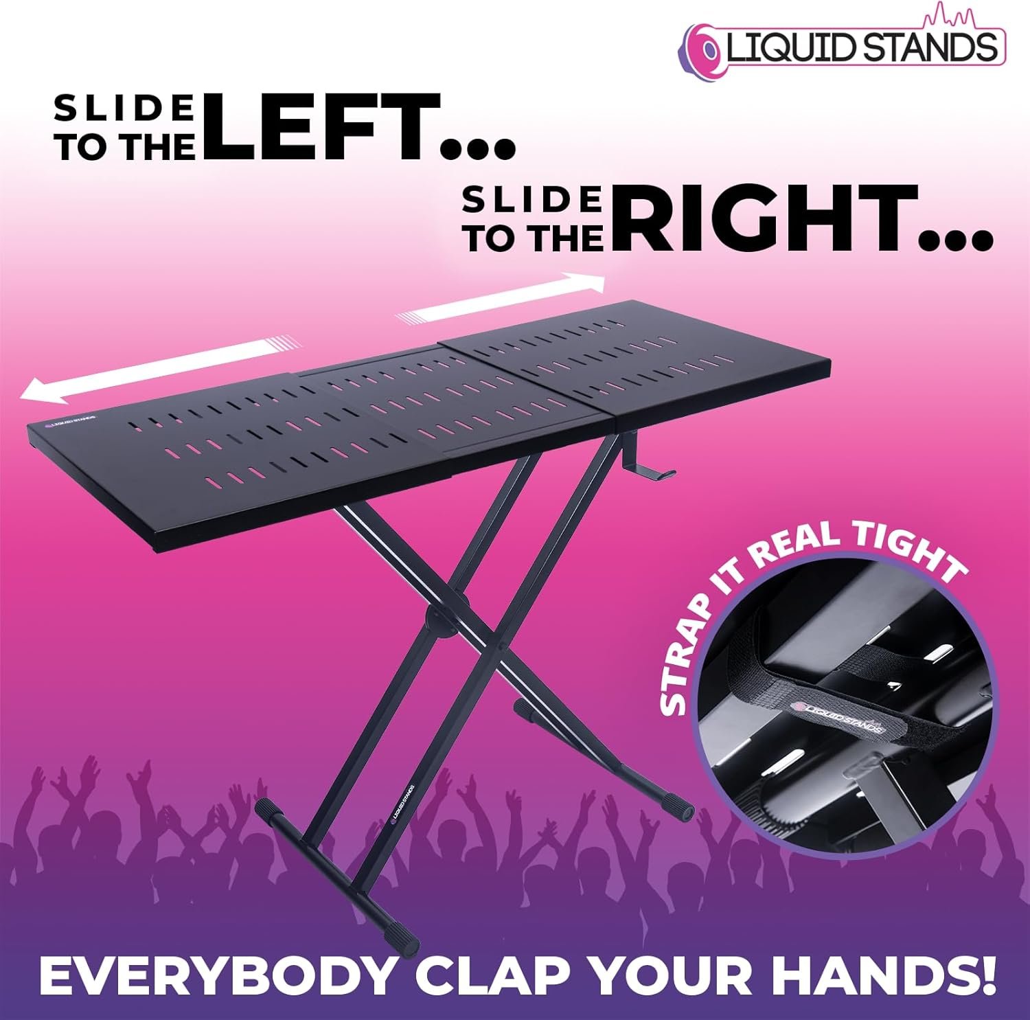 Liquid Stands Expandable DJ Table Stand Portable Audio Mixer Stand - DJ Stand for Laptop & Controller - Midi Keyboard Stand & Synth Stand - DJ Booth Portable X Style Keyboard Stand & Tabletop DJ Desk - Image 3