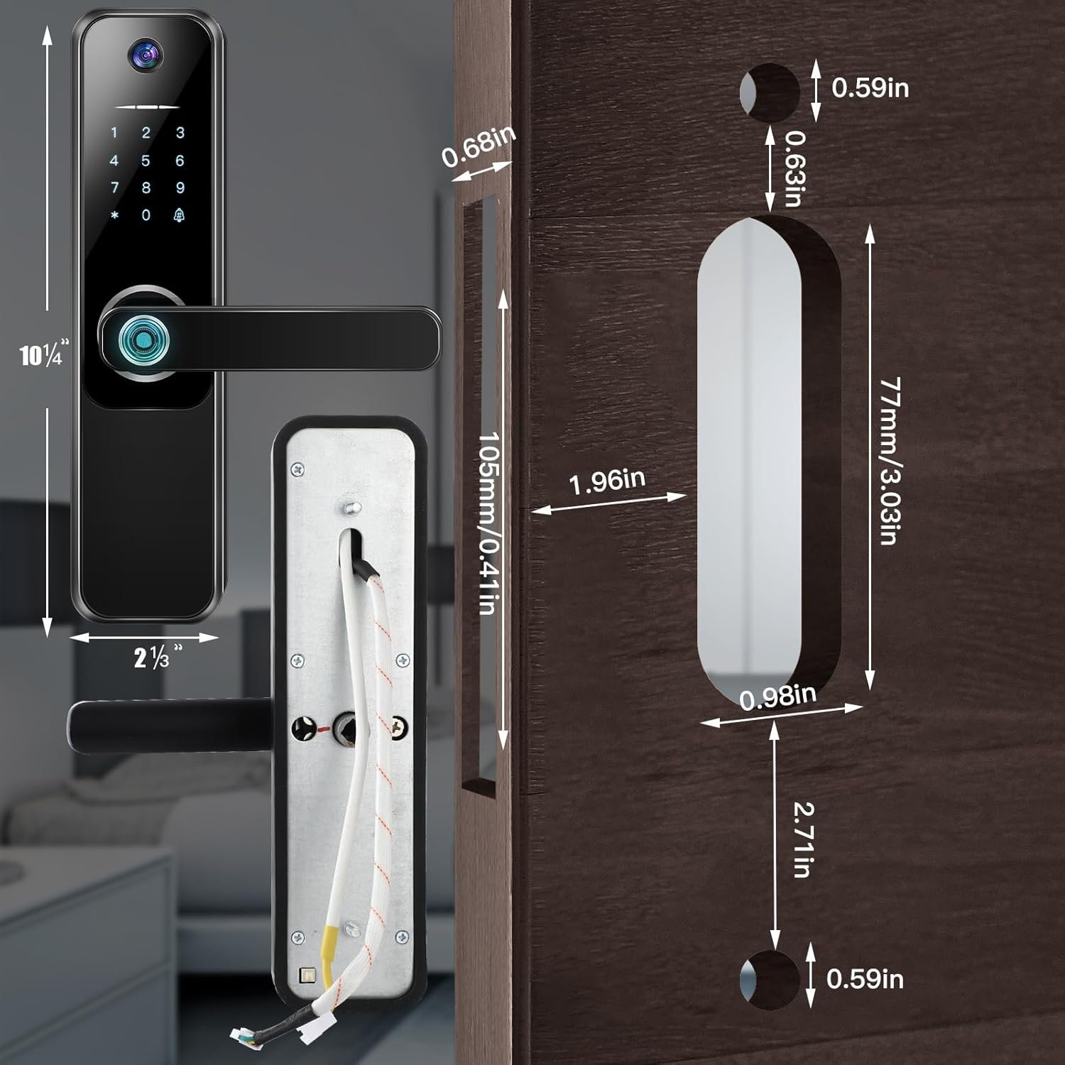 Geiserailie Smart 3-in-1 Lock, Black, Keyless with Fingerprint Recognition, 4 Access Cards, 2 Keys, 1 Instruction Manual, 1 Operation Video, 1 Screwdriver - Image 3