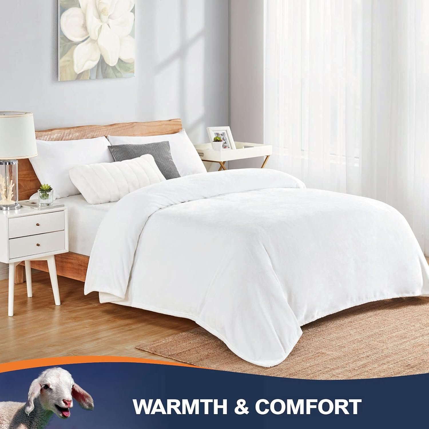 Walensee Fleece Blanket Plush Throw Fuzzy Lightweight (Throw Size 50x60 White) Super Soft Microfiber Flannel Blankets for Couch, Bed, Sofa Ultra Luxurious Warm and Cozy for All Seasons - Image 6