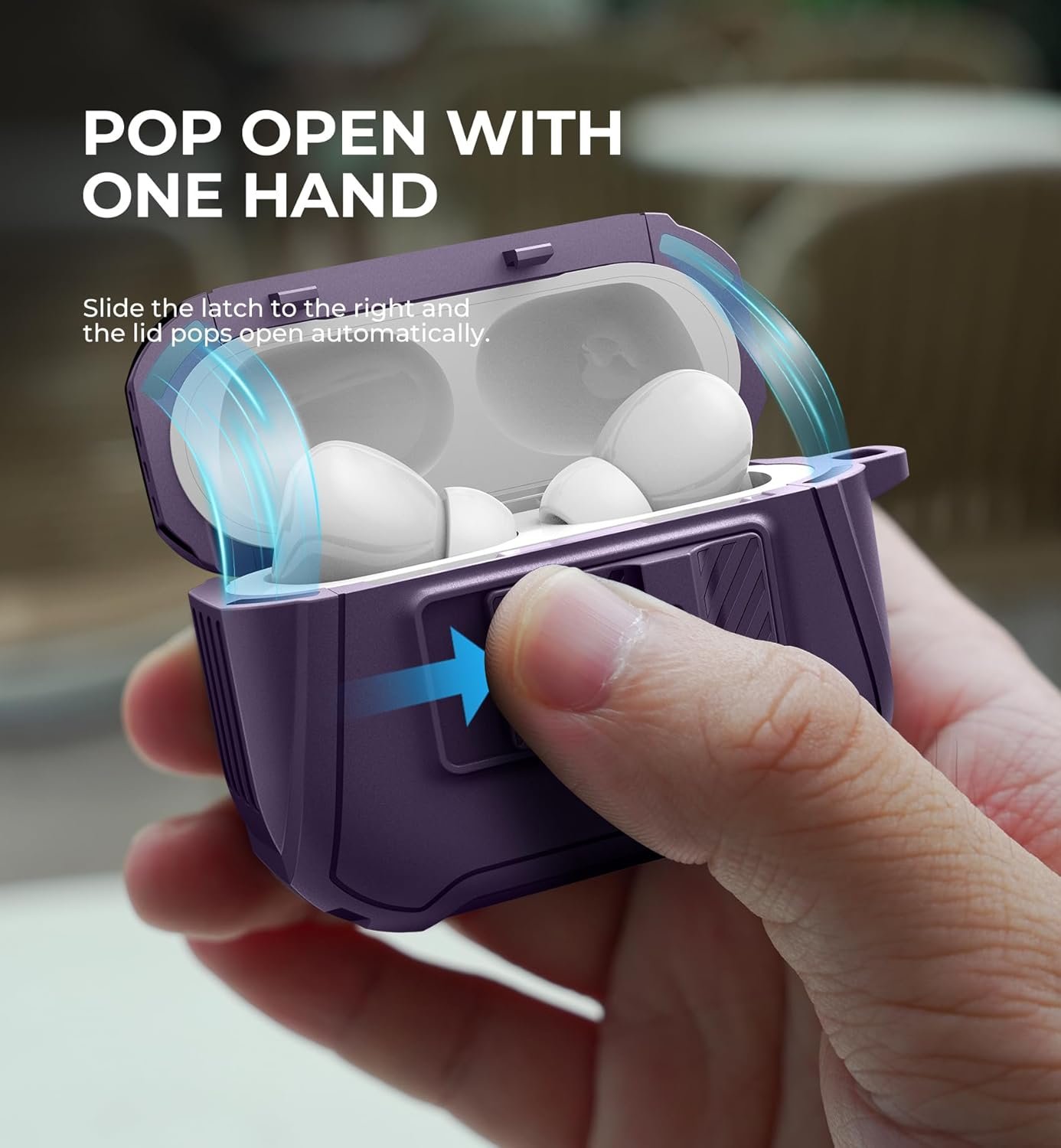 Dexnor Magnetic Case for AirPods Pro 2nd/1st Generation (2023/2022/2019), Compatible with MagSafe, Drop-Proof Lock Full-Body Shockproof Hard Protective Cover Rugged Bumper Cases Purple - Image 6