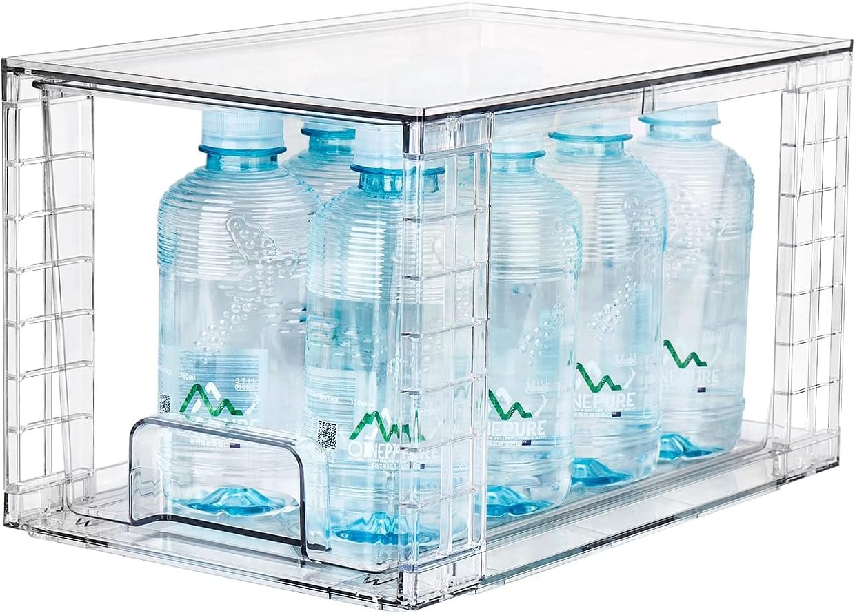 4Pack Large Stackable Kitchen Storage Drawers, Clear Foods Organizer Bins with Handles, Easily Assemble for Bathroom, Kitchen, Pantry, Cabinet, Closet(XL-Down Handle) - Image 8