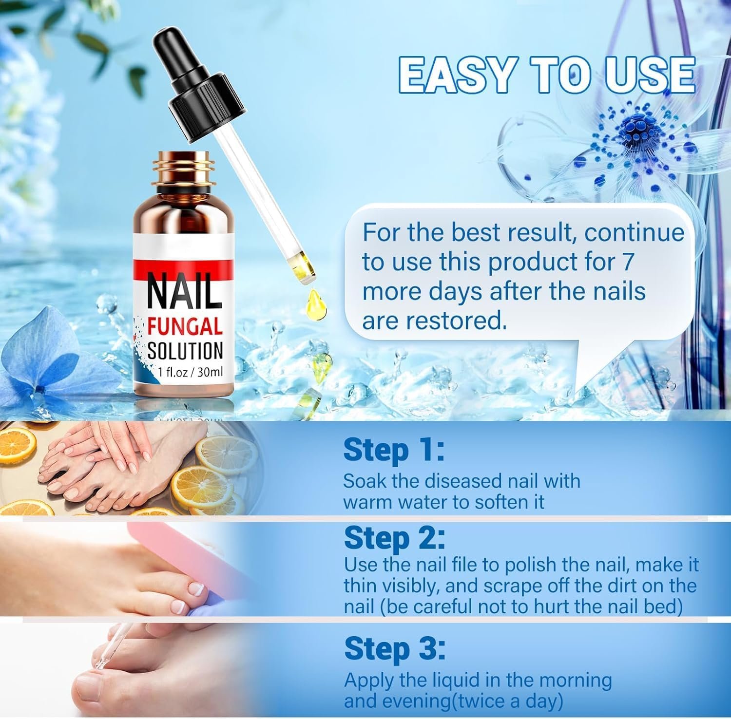 Toenail Fungus Treatment, Toe Nail Fungus Treatment for Toenail & Fingernails, Extra Strength Effective Enhancing Nail Repair for Finger & Toenail Safely & Gently Nail Repair, Toenail Softener -30ML - Image 5