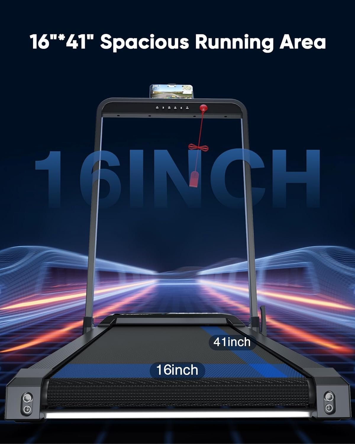 COZYINN Walking Pad Under Desk Treadmill: 2 in 1 Folding Incline Treadmill for Home Office with Console Remote APP Control - 2.5HP Quiet Portable Foldable Walking Pad with 320lbs Capacity LED Screen - Image 7