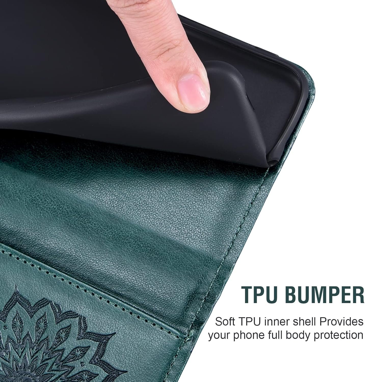 Phone Case for Cricket Outlast U680AC / AT&T Jetmore (2023) Wallet with Tempered Glass Screen Protector and Sunflower Leather Slim Flip Cover Card Holder Stand Cell Accessories ATT 4G Men Dark Green - Image 6