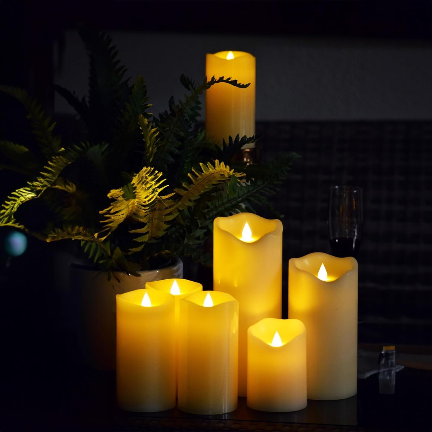 HoogaLife Flameless Candles 1200 Hours Flame Effect (D 3" x H 4") Ivory Auto-Moving 3D Wick, LED Pillar Candles Real Wax with Timer Battery Operated and Remote to Buy Separately - Image 2