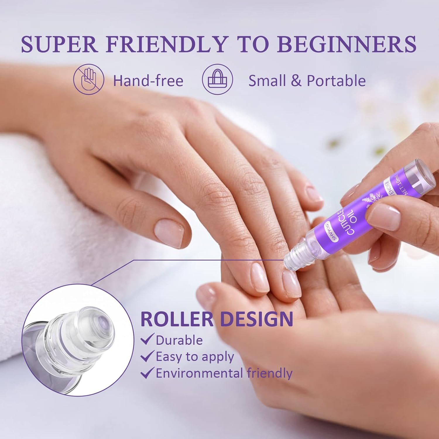 SHVYOG Cuticle Oil, Cuticle Oil for Nails, Nail Oil Treatment for Damaged Nails, Cuticle Oil Pen Nail Strengthener Hydrating Oil for Cuticle Care- Milk & Honey, Pomegranate, Rose, Lavender (4 * 10ml) - Image 5