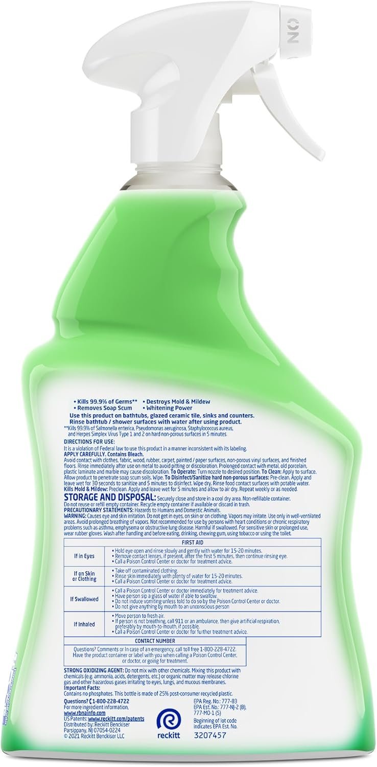 Lysol Multi-Purpose Cleaner Sanitizing and Disinfecting Spray with Bleach, All Purpose Cleaning Spray for Bathrooms and Kitchens, 32oz - Image 4