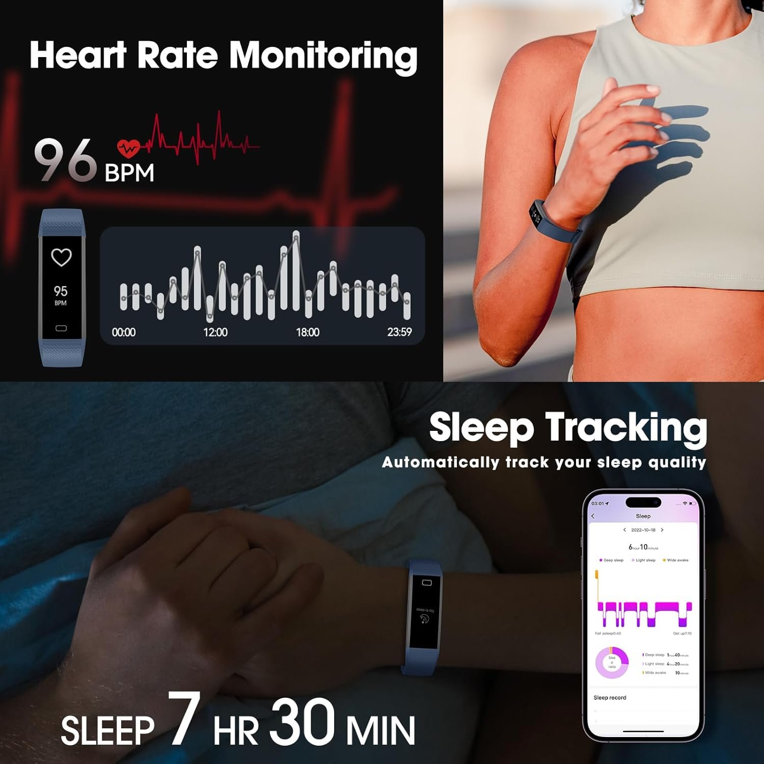 Stiive Fitness Tracker with Heart Rate Monitor, Blood Oxygen, Step Counter Activity Tracker with Pedometer, Sleep Tracking, Calories, IP68 Waterproof Smartwatches for Women Men - Image 5