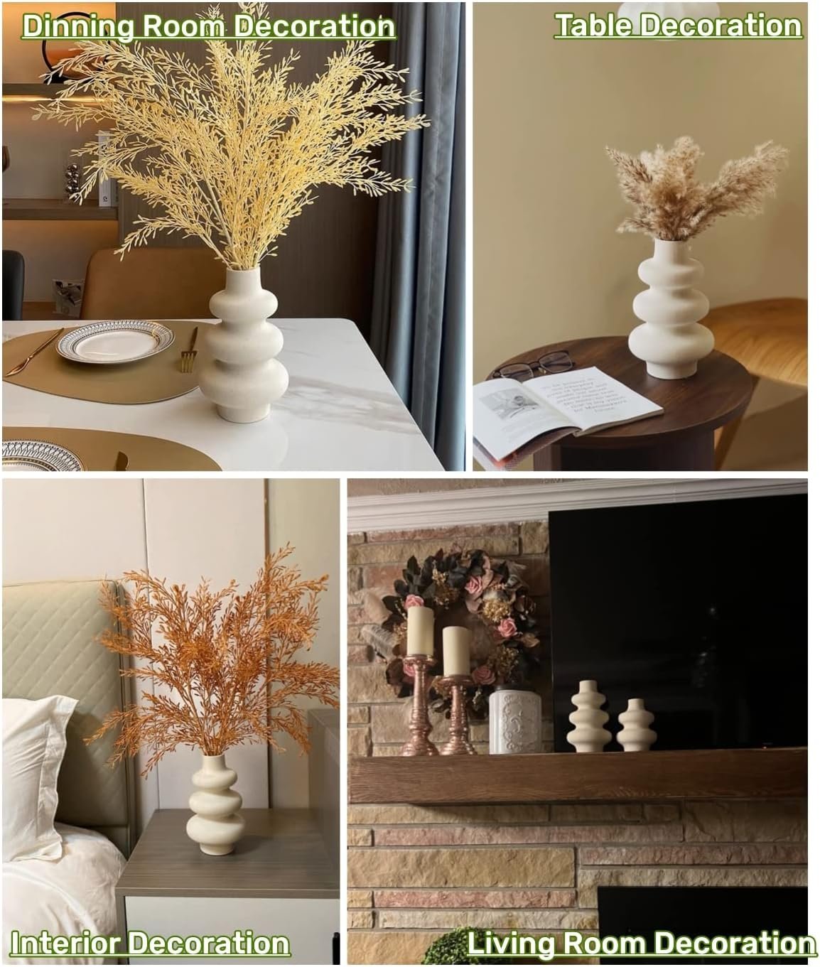 Ceramic Vases Set 2, Modern Home Decor,Off White Round Vases,Modern Dried Flower Vases, Boho Home Decor for Centerpieces Wedding Dinner Table Party Living Room Office Bedroom - Image 7