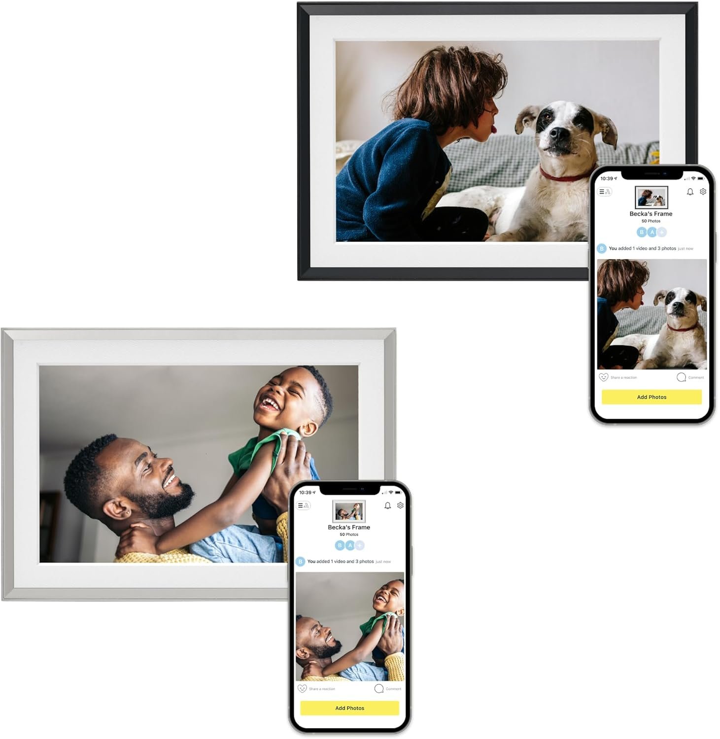 Aura Carver 10.1" WiFi Digital Picture Frame | The Best Digital Frame for Gifting | Send Photos from Your Phone | Quick, Easy Setup in Aura App | Free Unlimited Storage | (Gravel with White Mat) - Image 2