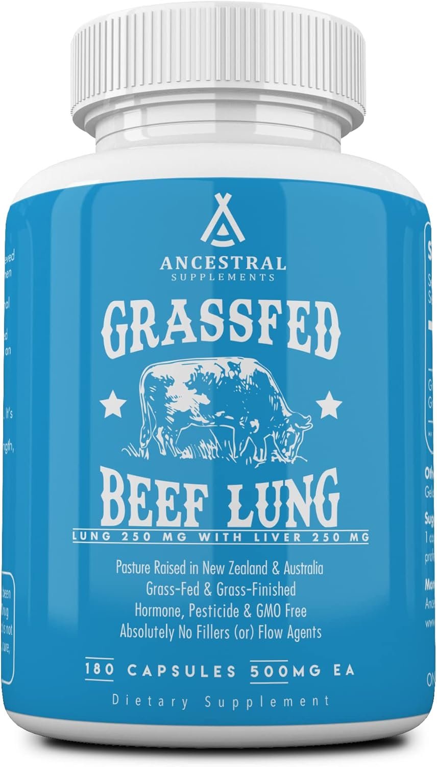 Ancestral Supplements Grass Fed Beef Lung Supplement with Liver, 500mg, Lung and Liver Supplement Supports Lung, Respiratory, Vascular, and Circulatory Health, Non-GMO, 180 Capsules - Image 2