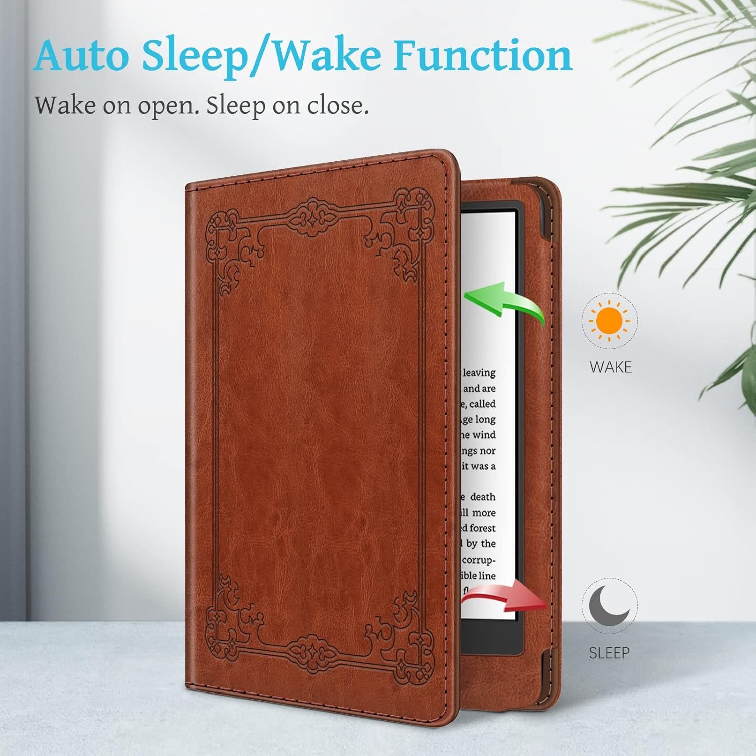 Fintie Stand Case for 6" All-New Kindle (11th Generation-2024/2022 Release) - PU Leather Cover with Auto Sleep/Wake Card Slot & Hand Strap for Kindle 2024/2022 11th Generation e-Reader, Vintage Brown - Image 4
