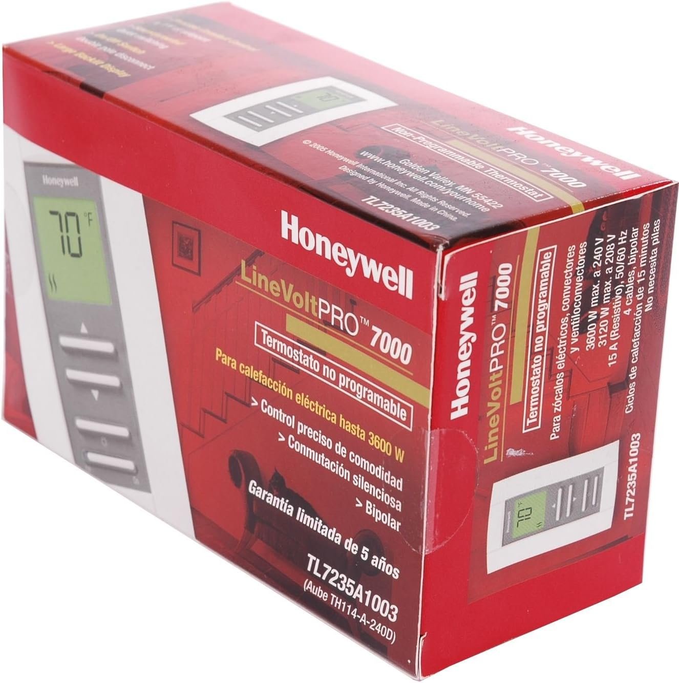 Honeywell TL7235A1003 Line Volt Pro Non-Programmable Digital Thermostat with Electronic Temperature Control, 240-Volt - Image 6