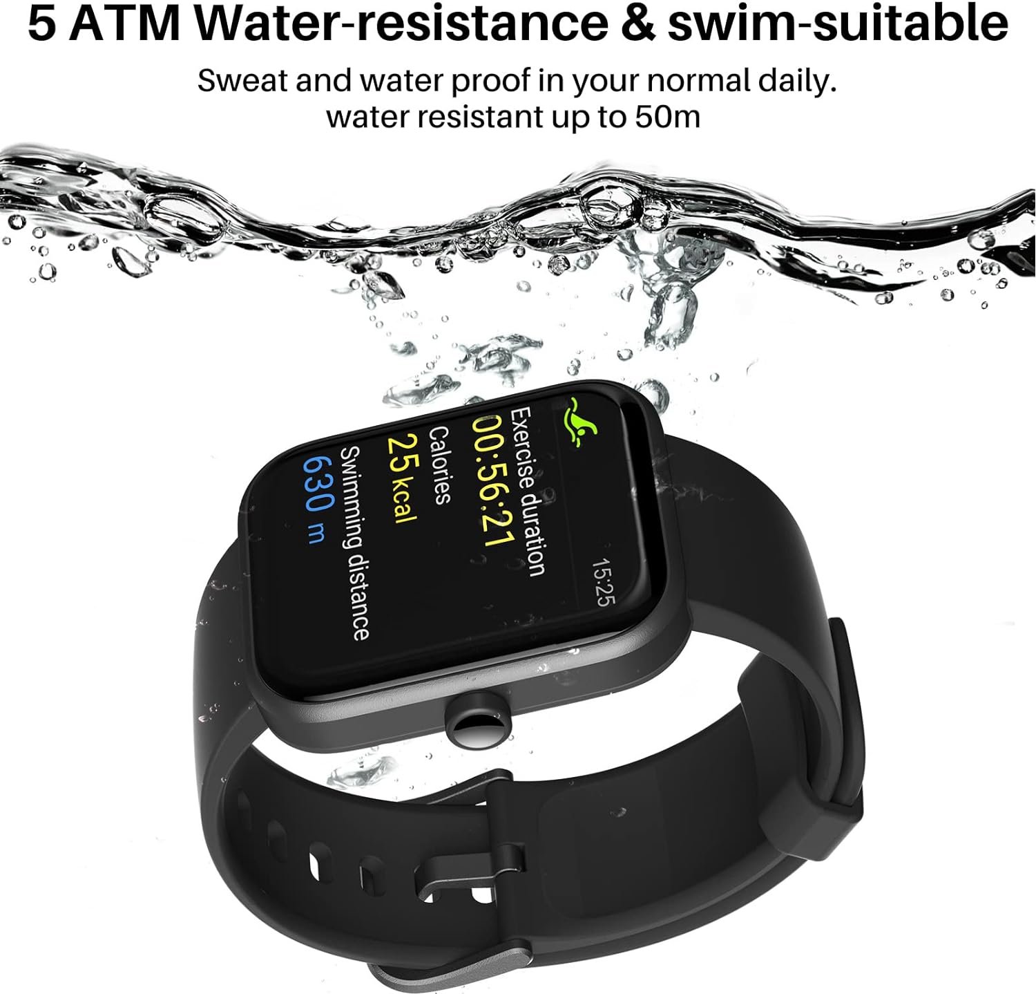 TOZO S2 Smart Watch Alexa Built-in Fitness Tracker with Heart Rate and Blood Oxygen Monitor, Sleep Monitor 5ATM Waterproof 1.69-inch HD Color Touchscreen for Men Women Compatible with iPhone & Android - Image 6