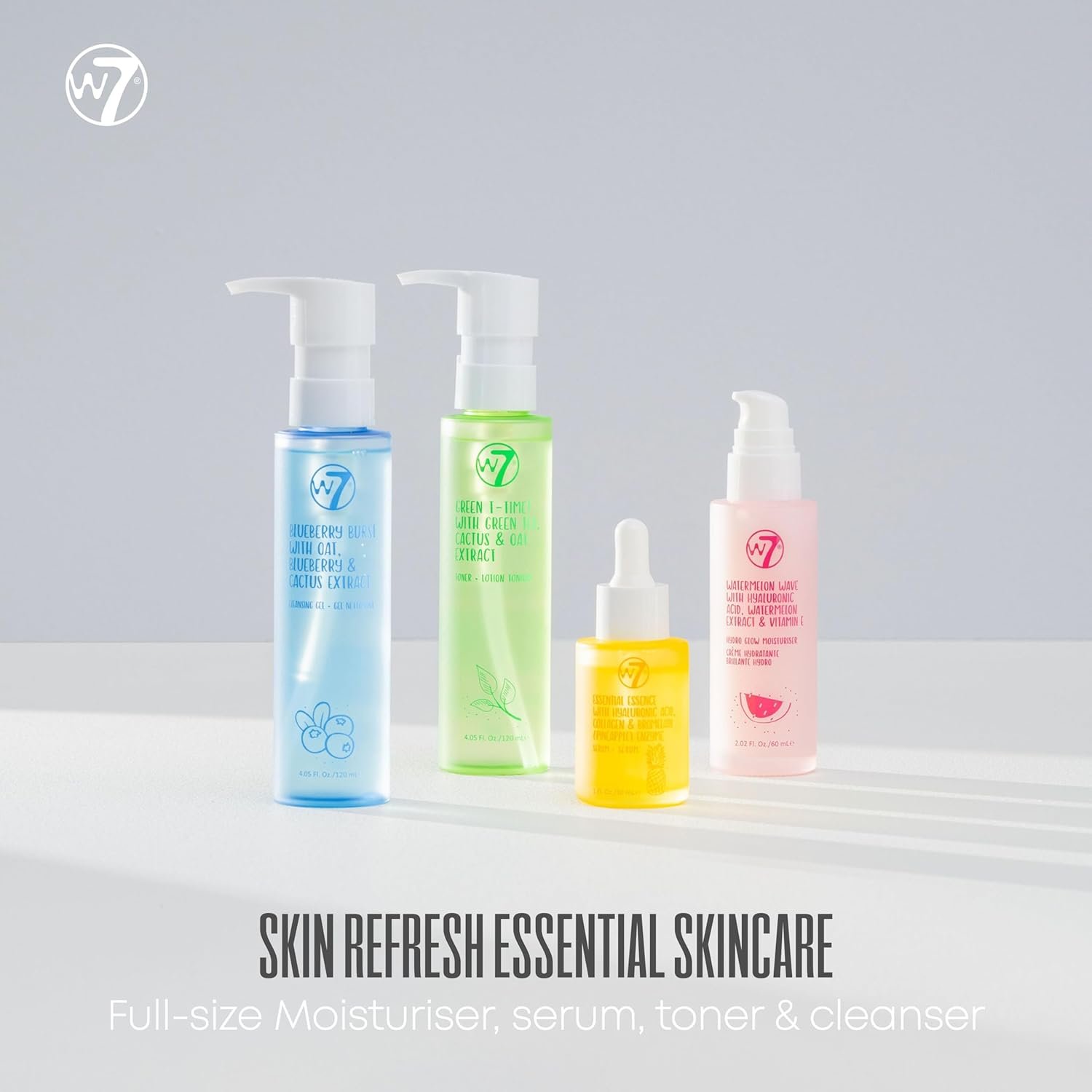 W7 Skin Refresh Essential Skincare Set - 4-Step Daily Routine Gift Set, Contains: Hydrating Cleanser, Soothing Toner, Anti-Ageing Serum and Repairing Moisturizer, Suitable For All Skin Types - Image 3