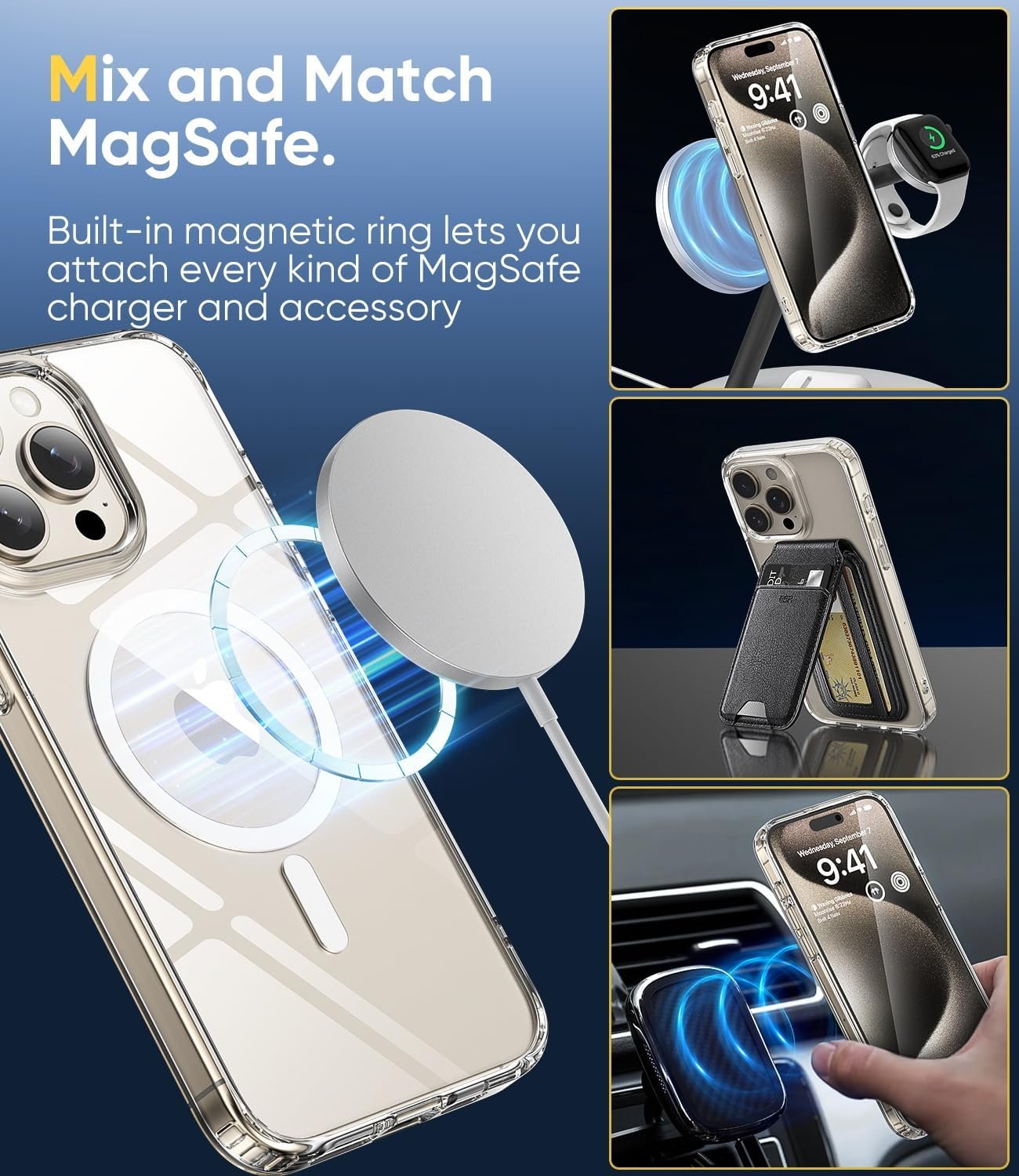 for iPhone 15 Pro Max Case, Strong Magnet-Compatible with MagSafe, Shockproof Military-Grade Protection, Slim Mag Safe Thin Phone Cover Promax 6.7 In for Apple 15pro Max, Clear (Super Magnetic) - Image 4