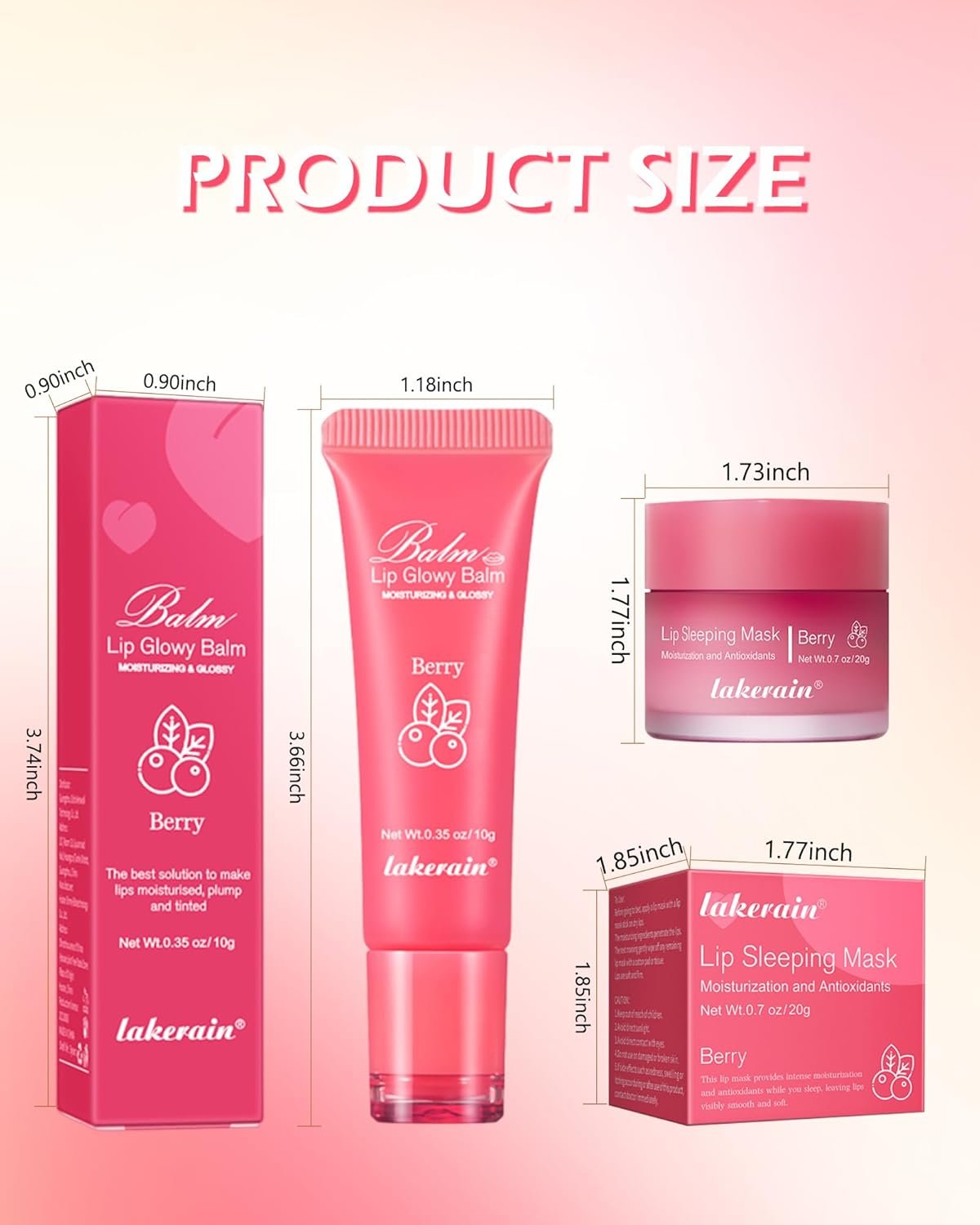 2Pcs Lip Glowy Balm & Lip Sleeping Mask Set,Hydrating Nourishing Repair Sleeping Lip Mask,Glossy Tinted Lip Balm,Day & Night Smooth Cracked Chapped Dry Lip,Lip Care Therapy Treatment for Women-02Berry - Image 8