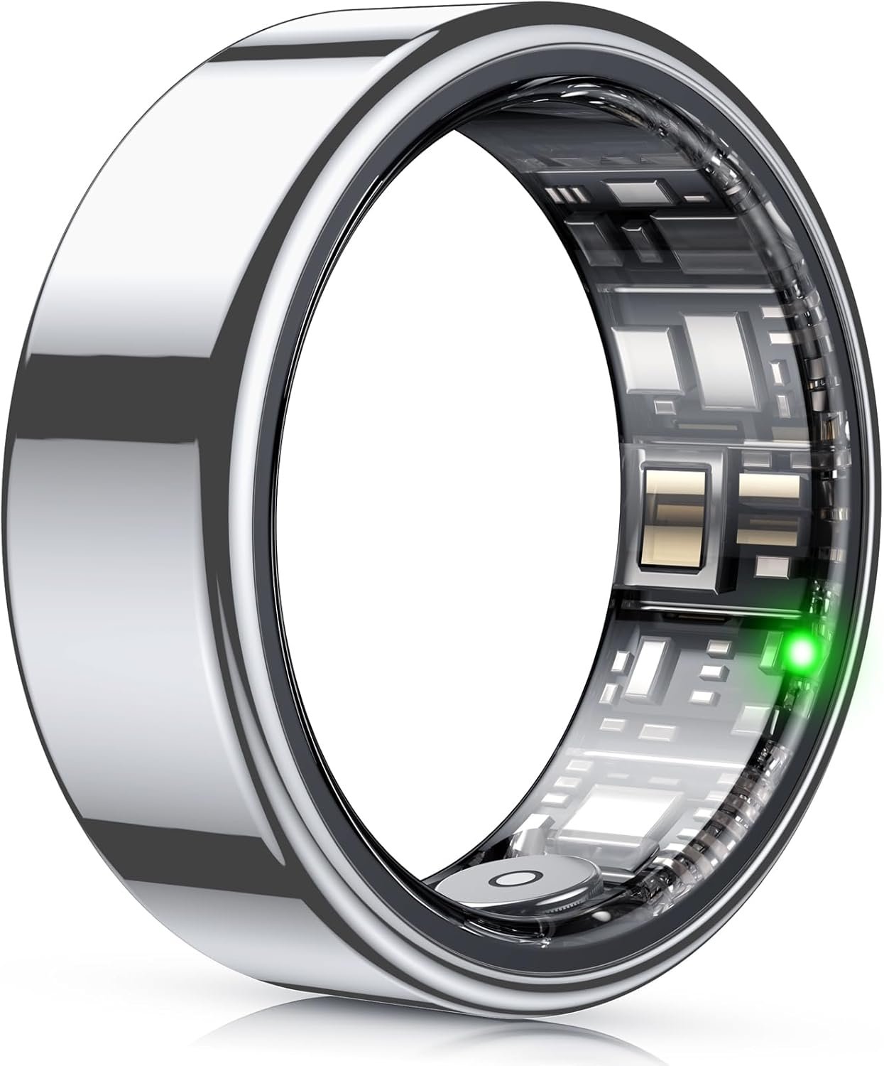 Smart Ring, Heart Rate/Sleep/Blood Oxygen Monitoring, Step Count, Wearable Fitness Tracker, APP Bluetooth Connected, IP68 Waterproof, 7 Days Battery Life, Silver (Size 9) - Image 2