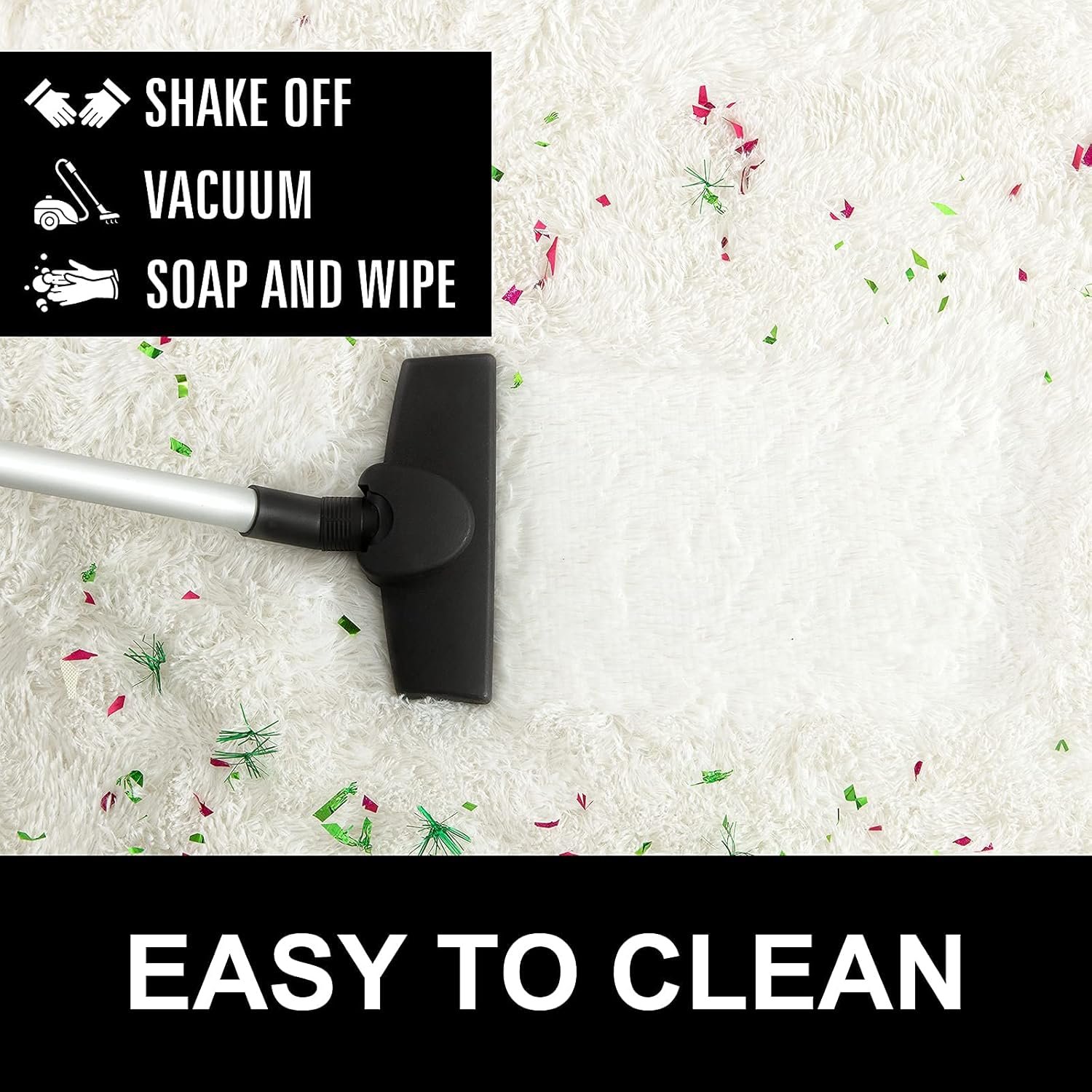 LOCHAS Ultra Soft Indoor Modern Area Rugs Fluffy Living Room Carpets for Children Bedroom Home Decor Nursery Rug 4x5.3 Feet, Cream - Image 8