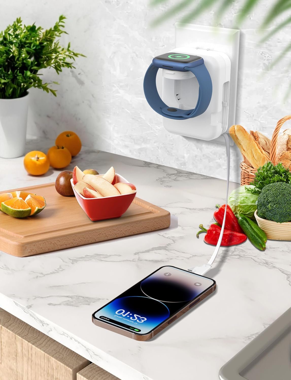 2in1 Apple Watch Charger, 36W Retractable Charger for iPhone Apple Watch,Travel Charging Block Wall Charger Compatible with iPhone 15/14/13/12/11 Apple Watch (White) - Image 7