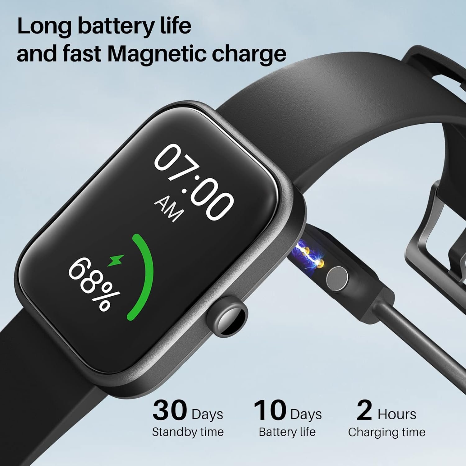 TOZO S2 Smart Watch Alexa Built-in Fitness Tracker with Heart Rate and Blood Oxygen Monitor, Sleep Monitor 5ATM Waterproof 1.69-inch HD Color Touchscreen for Men Women Compatible with iPhone & Android - Image 8