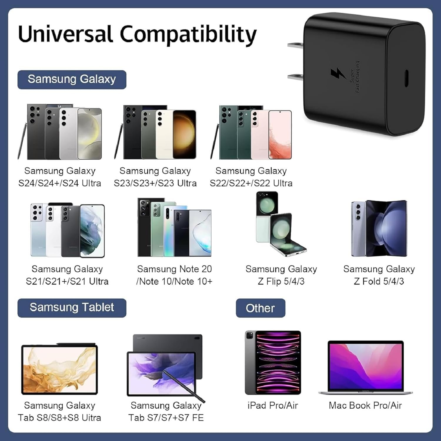 Samsung Charger Super Fast Charging 45W USB C Super Fast Charger with 6FT Type C Charger Cable Cord for Samsung Galaxy S24/S23/S22/S21/S20/Ultra/Plus/FE,Note 20/10,Galaxy Tab S9,Z Fold/Z Flip,A54,A14 - Image 3