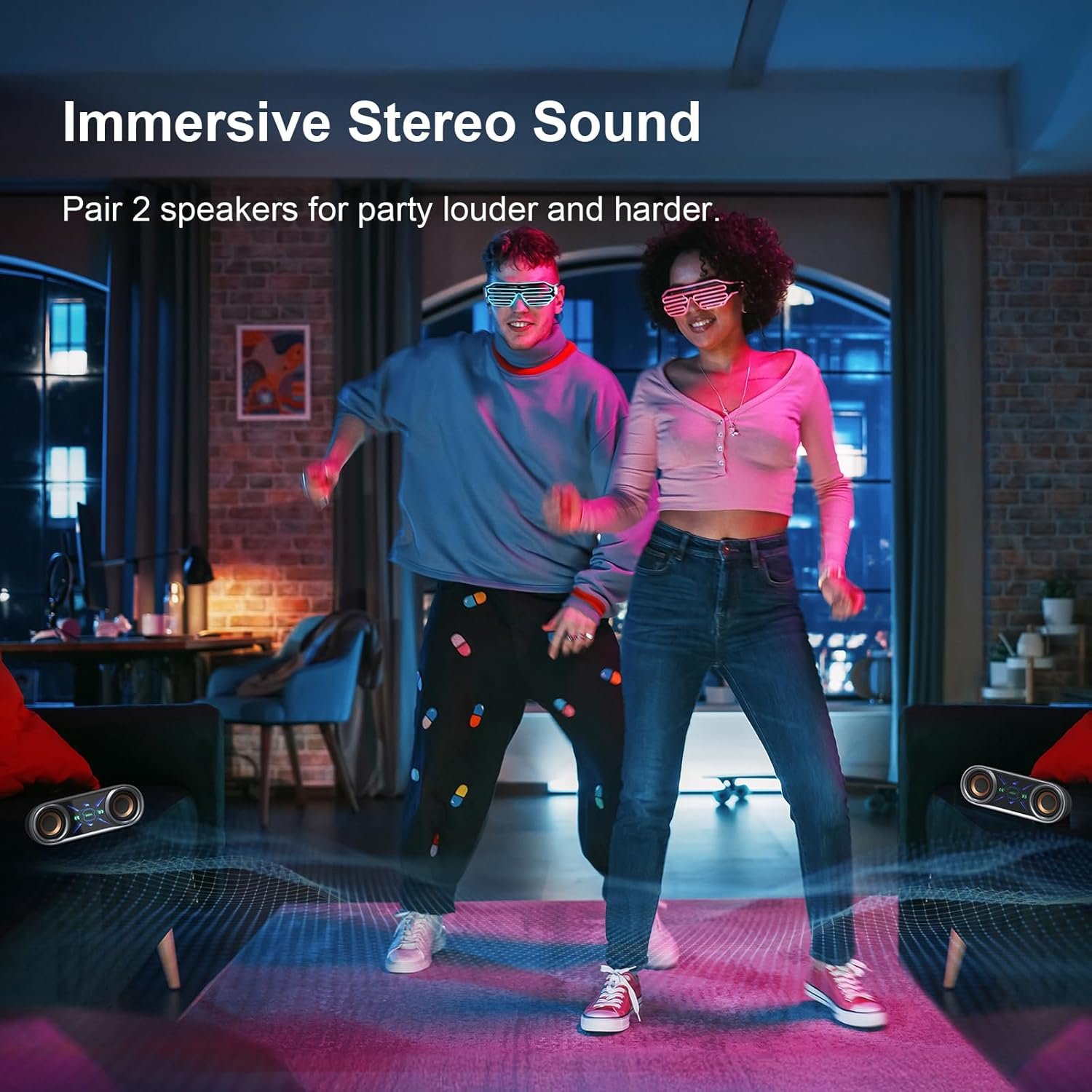 DOSS SoundBox Pro+ P400 Bluetooth Speaker, 50W Stereo Sound with Extra Bass, 26H Playtime, Cool Phantom Mirror Lights, IPX5 Waterproof Speaker for Outdoor, Home, Party, and Electronic Gadgets. - Image 9