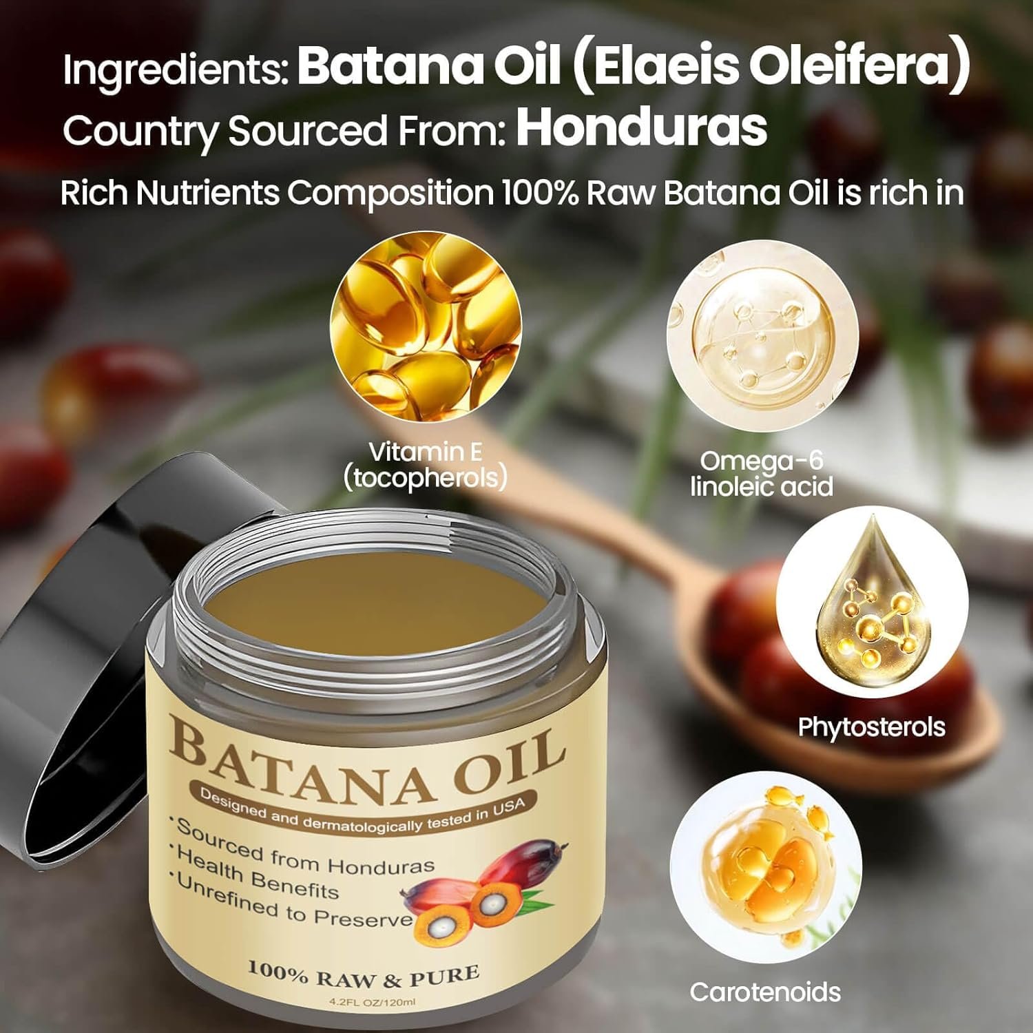 Raw Batana Oil from Honduras,Unrefined, Organic and Natural Ingredients - Promotes Hair Growth and Thickness for Men & Women, 100% Pure, 4.3 OZ - Image 6