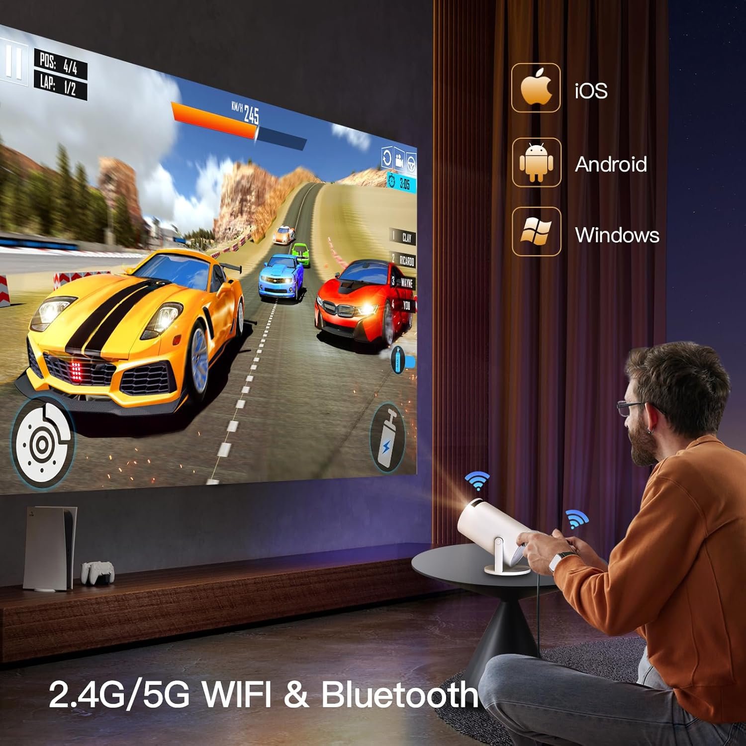 Mini Projector with Wifi and Bluetooth, New HY300 Pro Smart Vision Beam Projector with Android 11, Portable Outdoor Proyector, Support 1080P, Auto Keystone Home Movie Projector for PS4, LYNCAST - Image 8