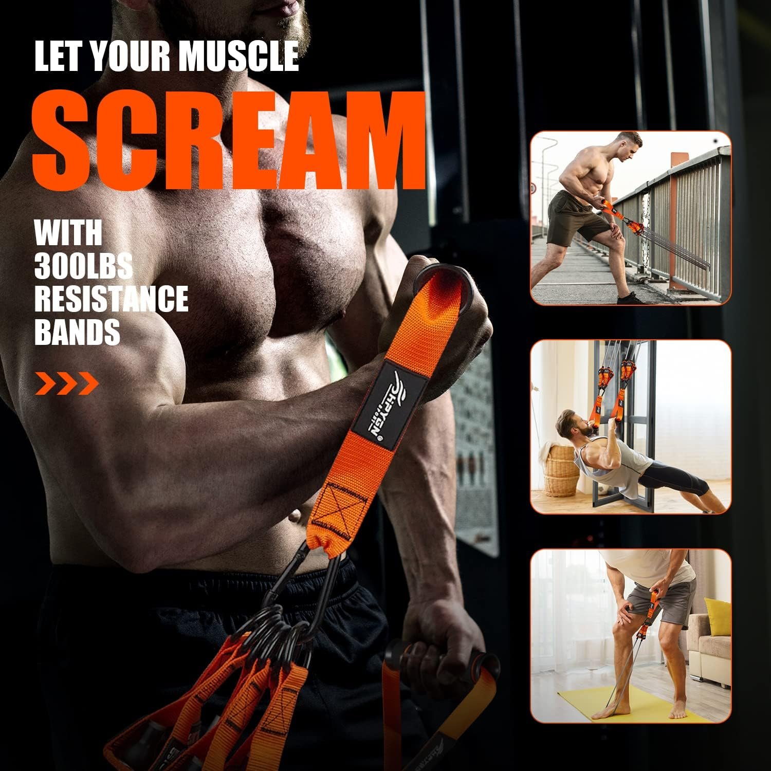 Resistance Bands, Heavy Exercise Bands with Handles, Fitness Bands for Working Out, Workout Bands for Men, Weight Bands Set for Muscle Training, Strength, Slim, Yoga, Home Gym Equipment - Image 7