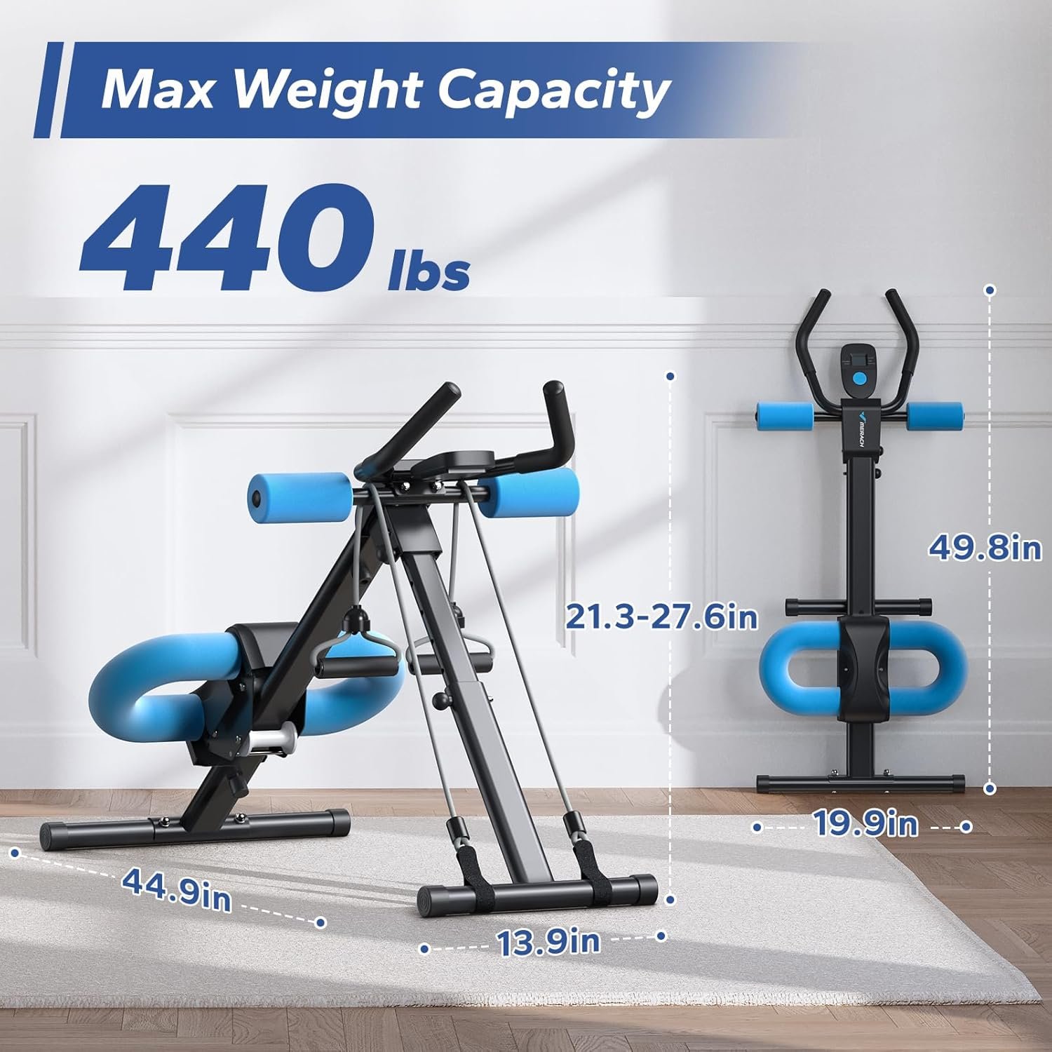 MERACH Ab Machine, Ab Workout Equipment, Adjustable Ab Trainer Machine for Abs Workout at Home Gym, Foldable, Knee Protection, Abdominal Trainer for Stomach Workout - Image 9