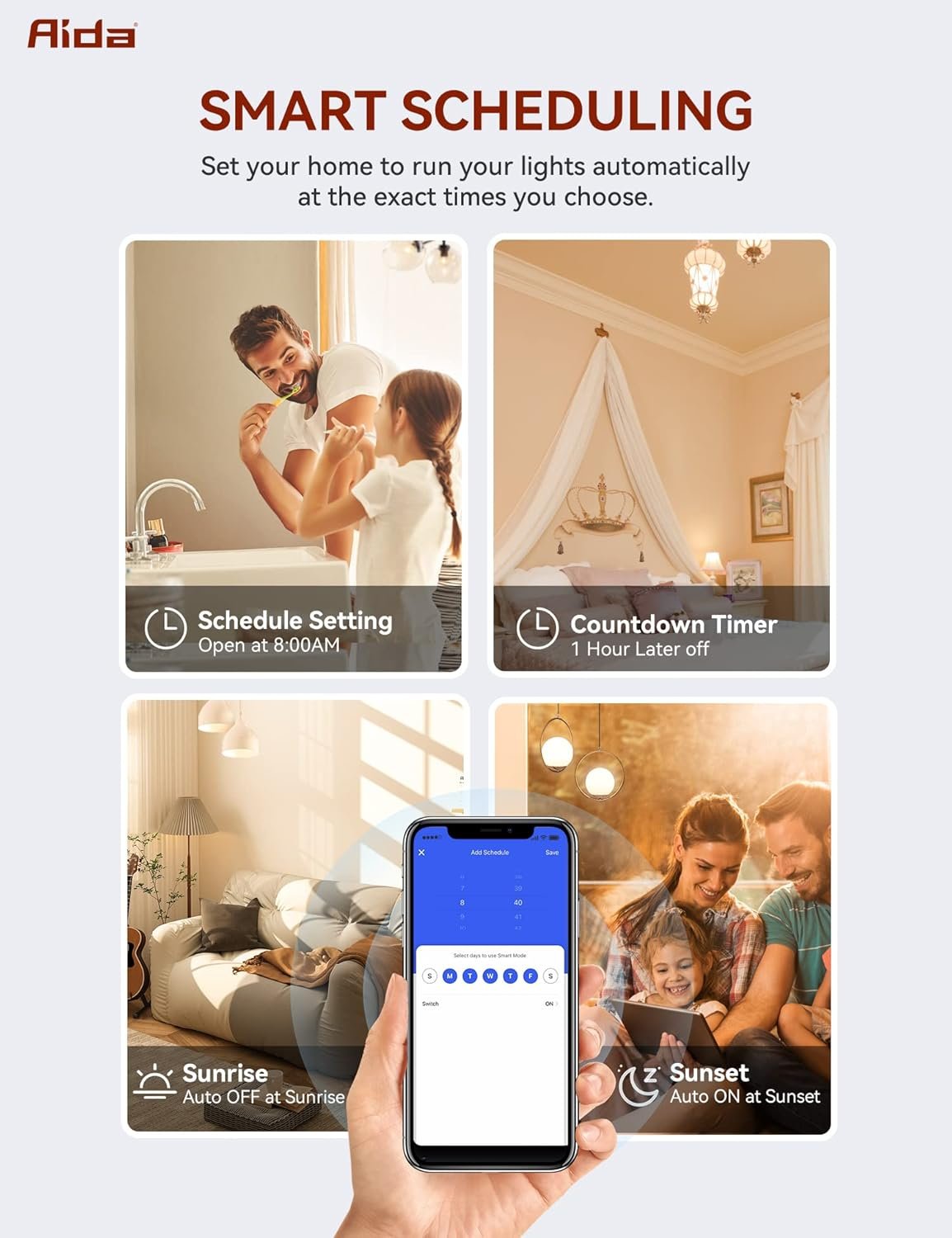 AIDA Smart Light Switch, Single Pole WiFi Smart Switch, Works with Alexa and Google Home, Neutral Wire Required, 2.4Ghz WiFi Switch for LED, CFL, Incandescent Bulbs, No Hub Required, White, 1 Pack - Image 6